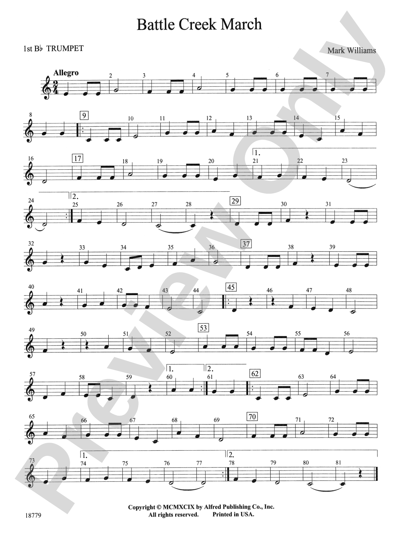 Battle Creek March: 1st B-flat Trumpet