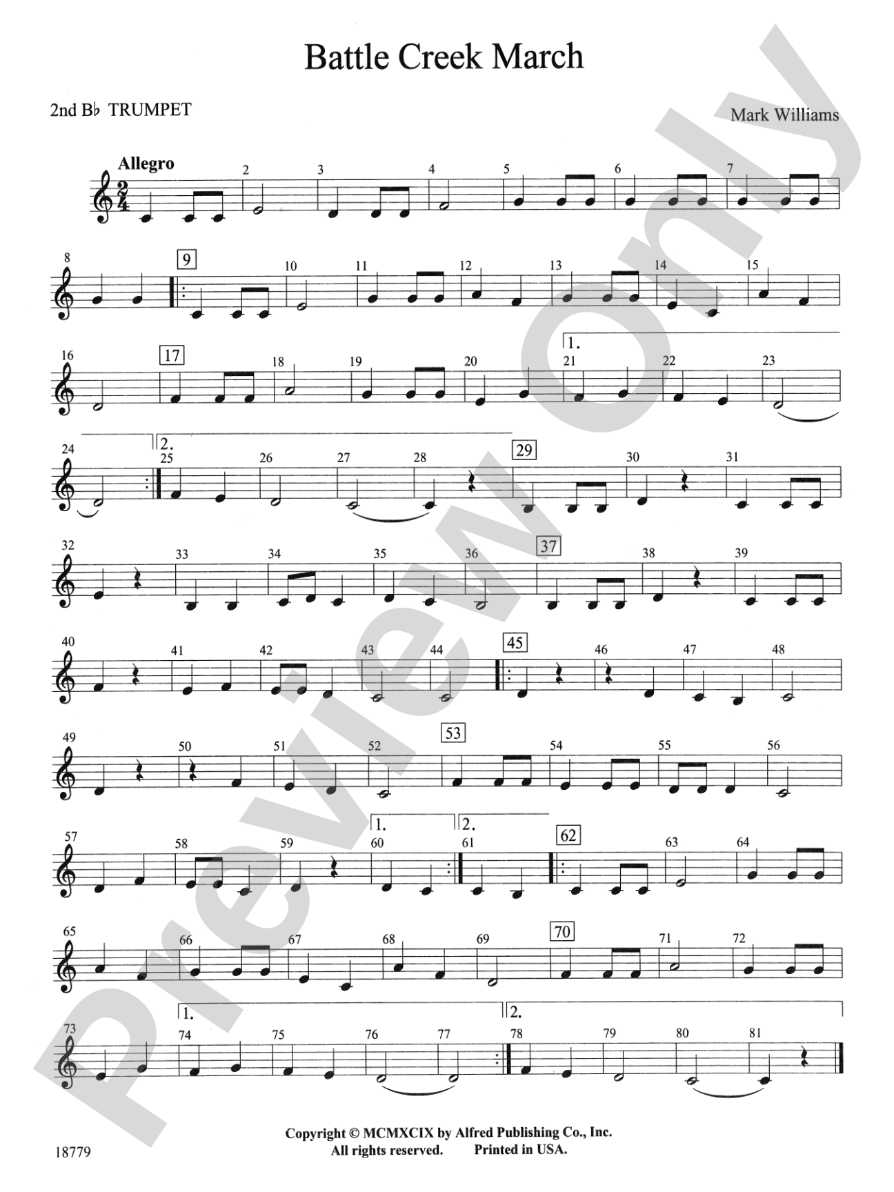 Battle Creek March: 2nd B-flat Trumpet