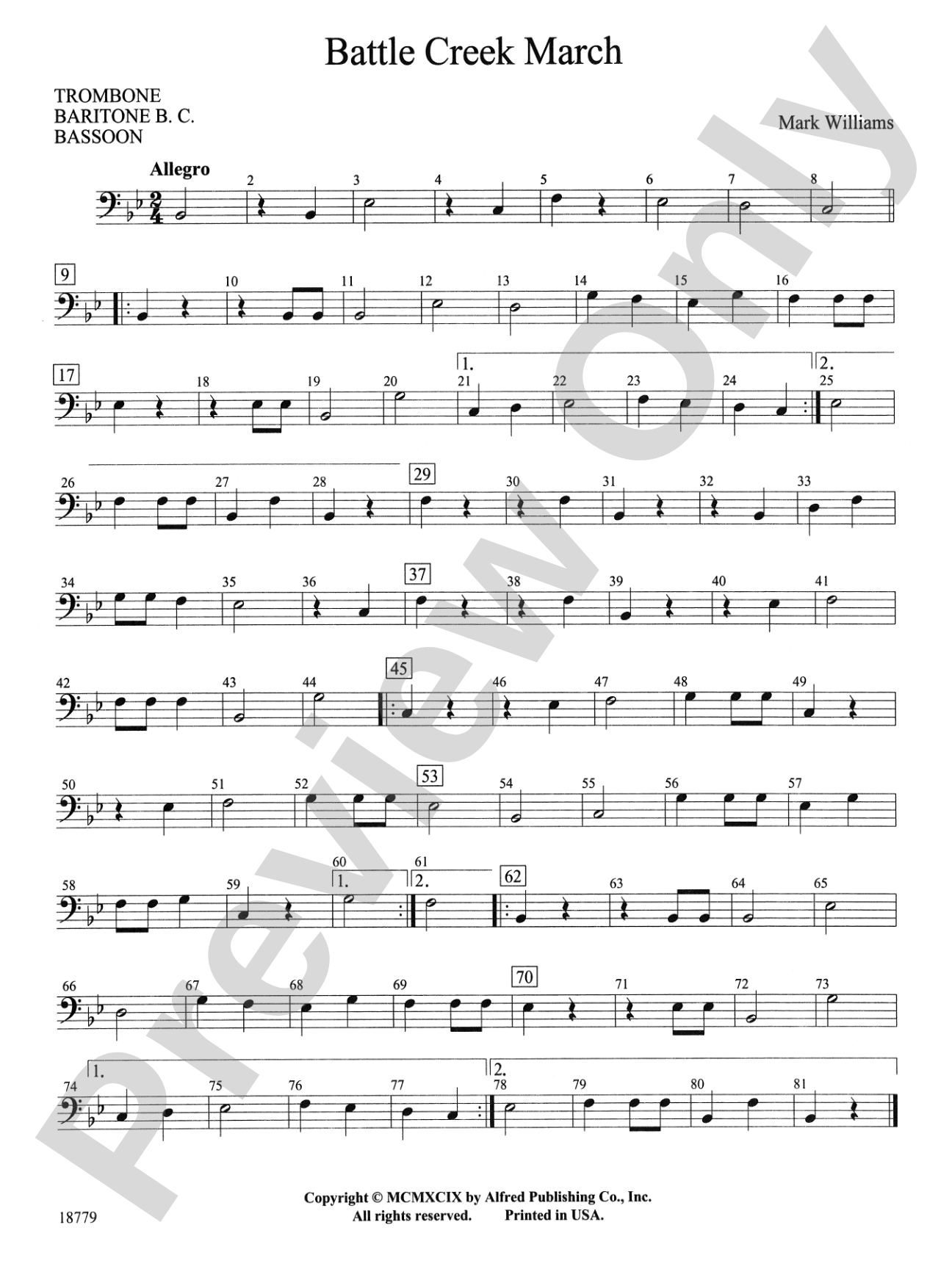 Battle Creek March: 1st Trombone