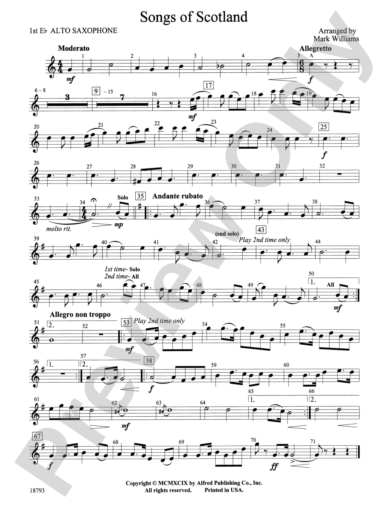 Songs of Scotland: E-flat Alto Saxophone