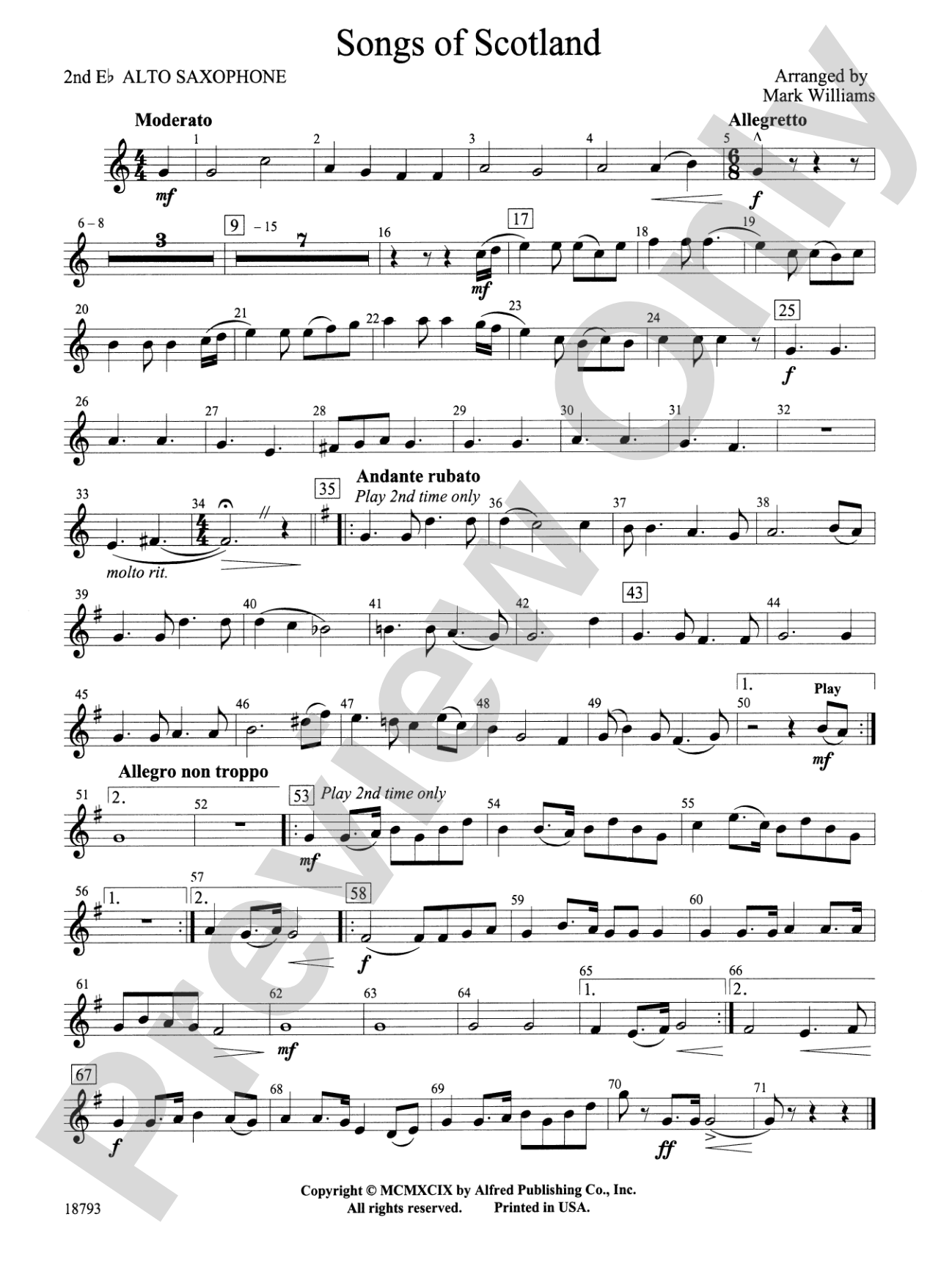 Songs of Scotland: 2nd E-flat Alto Saxophone