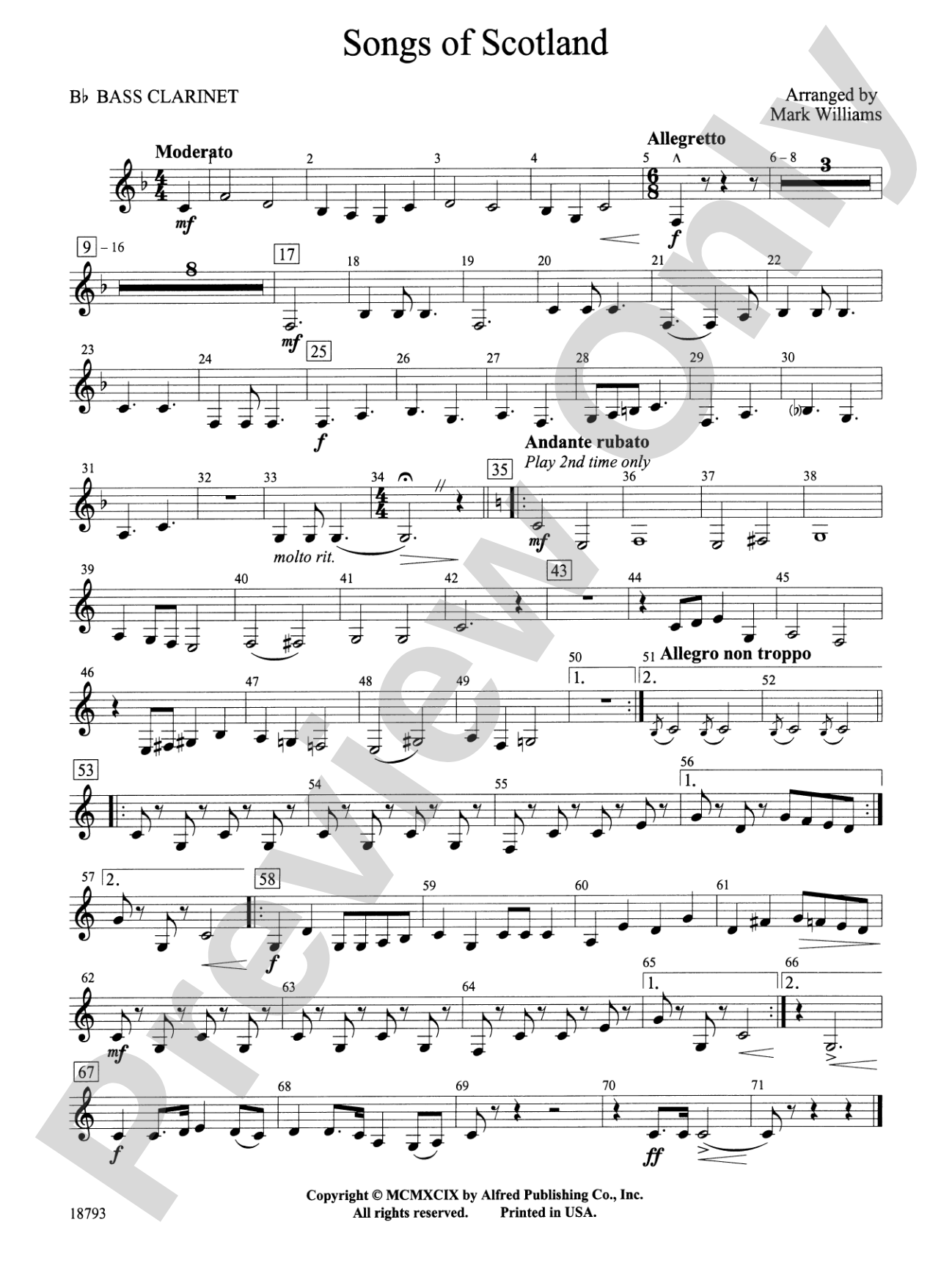 Songs of Scotland: B-flat Bass Clarinet