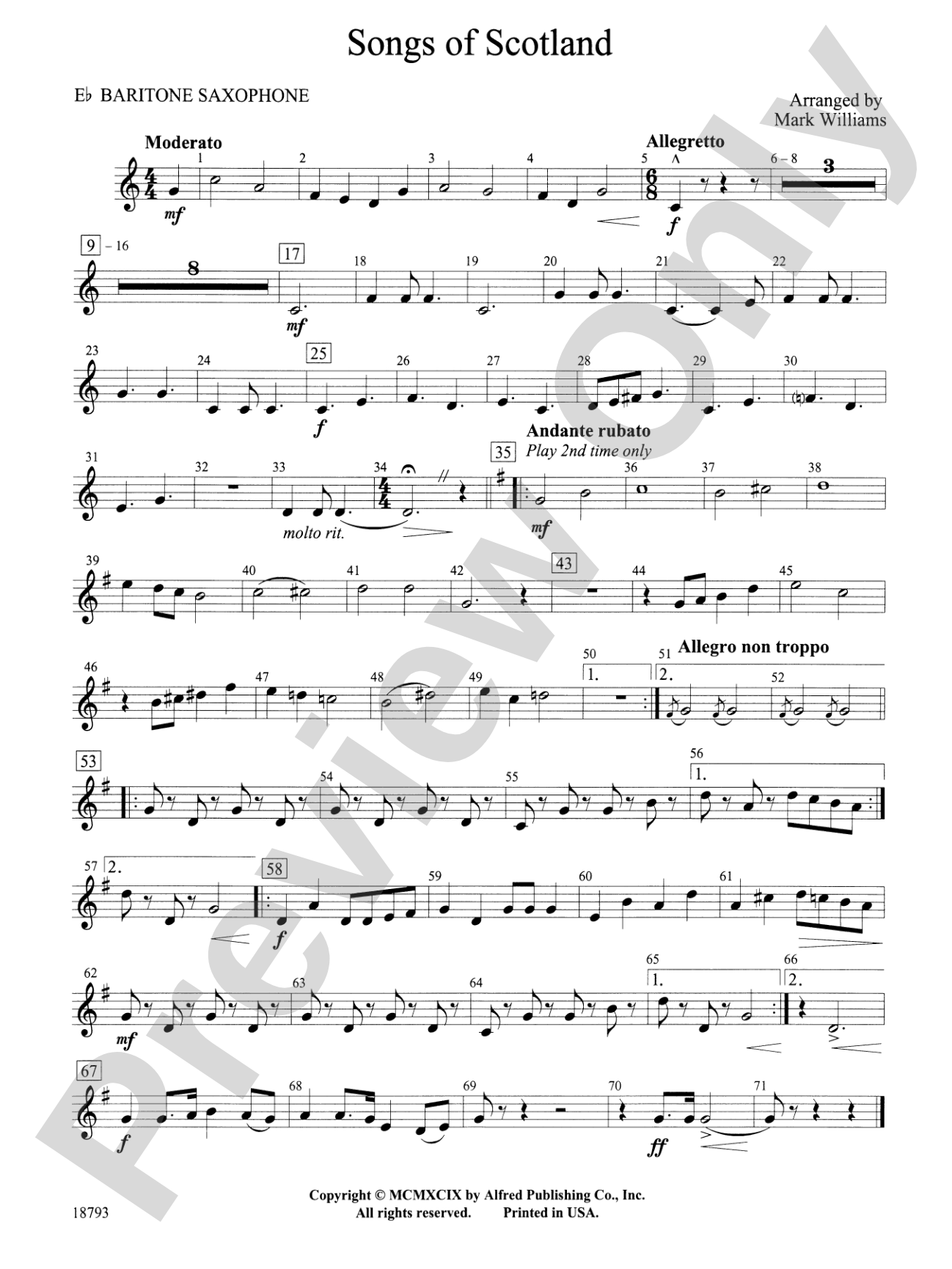 Songs of Scotland: E-flat Baritone Saxophone