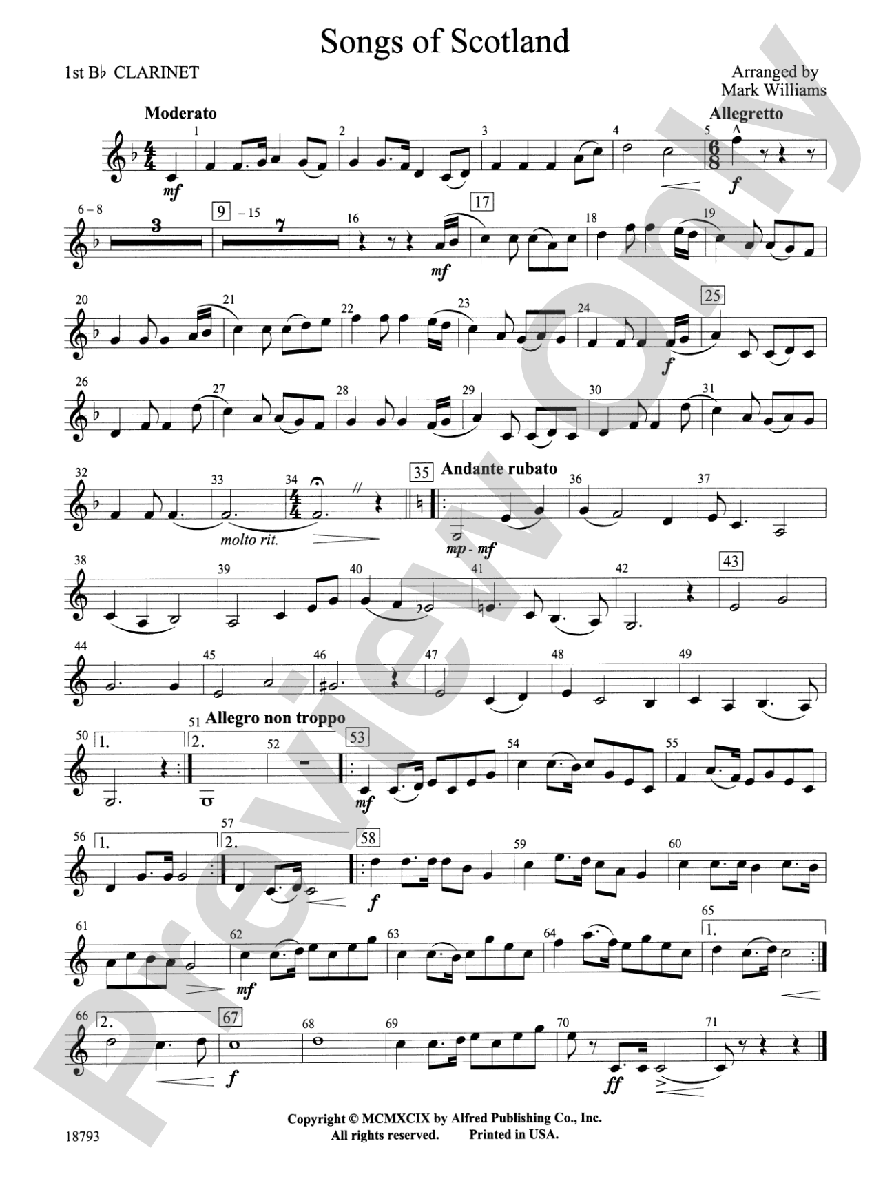 Songs of Scotland: 1st B-flat Clarinet