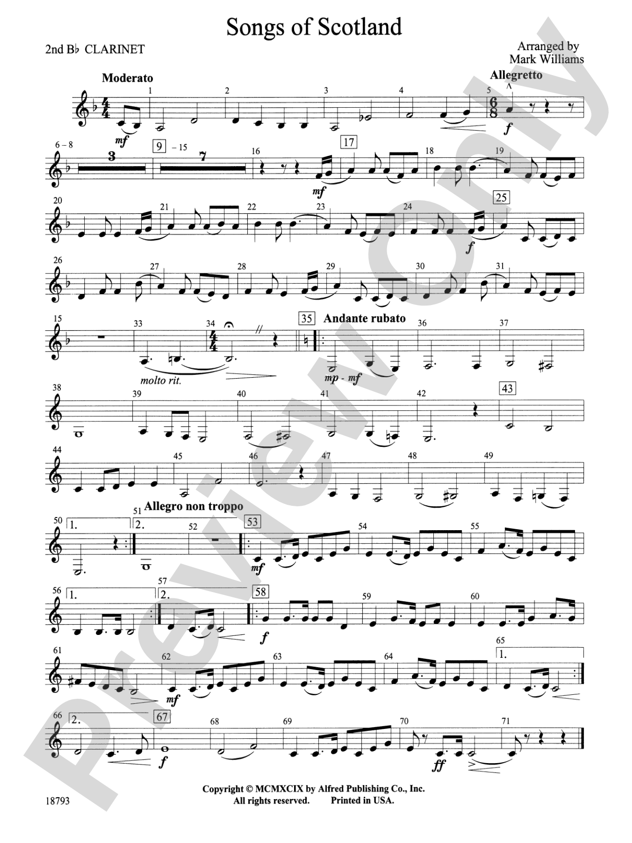 Songs of Scotland: 2nd B-flat Clarinet