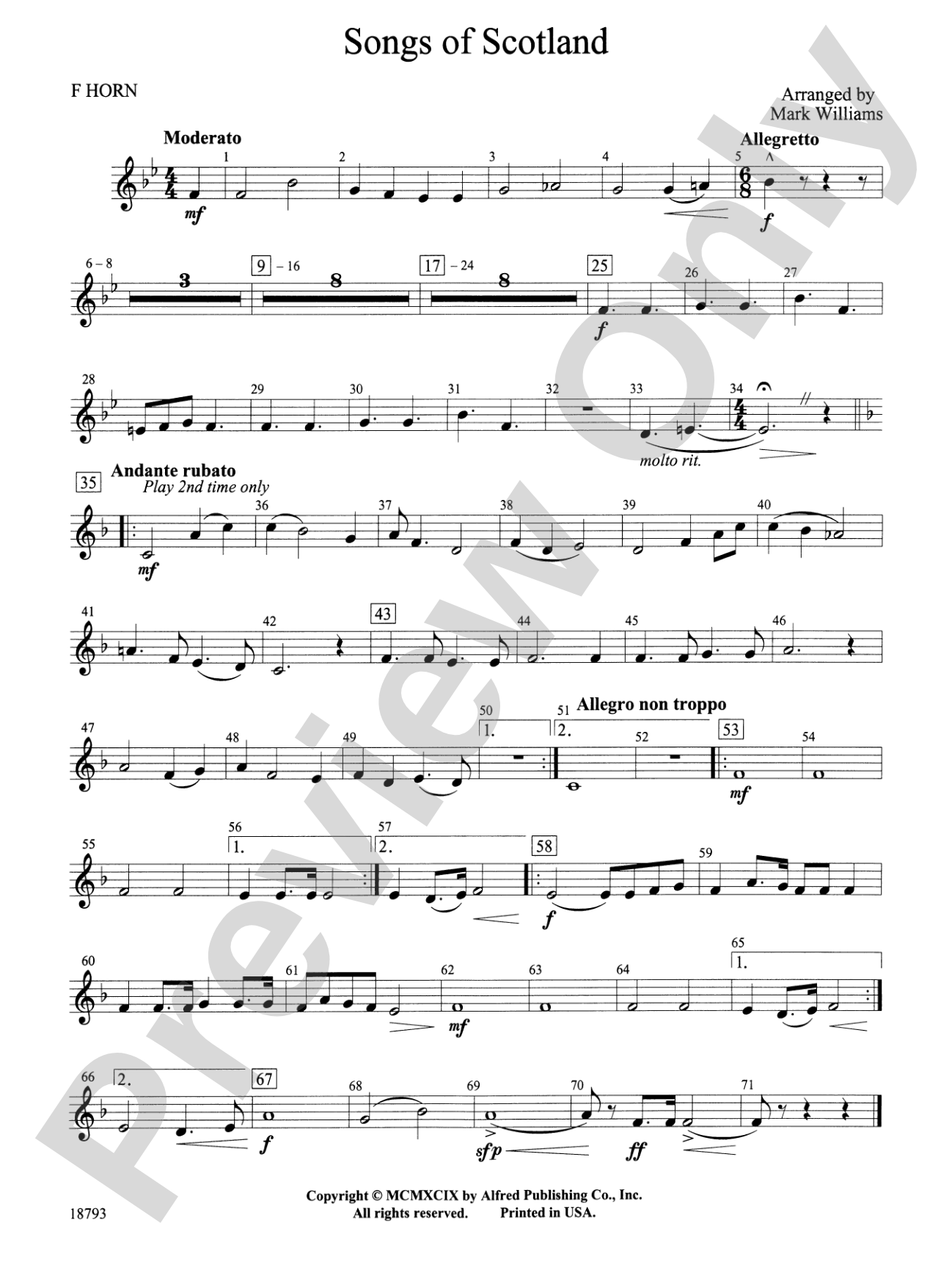 Songs of Scotland: 1st F Horn