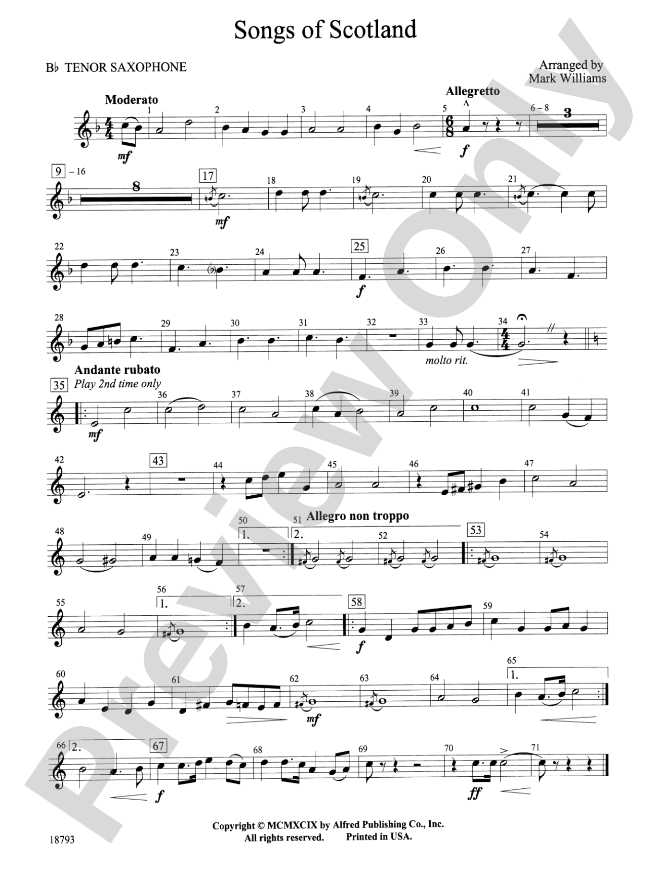 Songs of Scotland: B-flat Tenor Saxophone