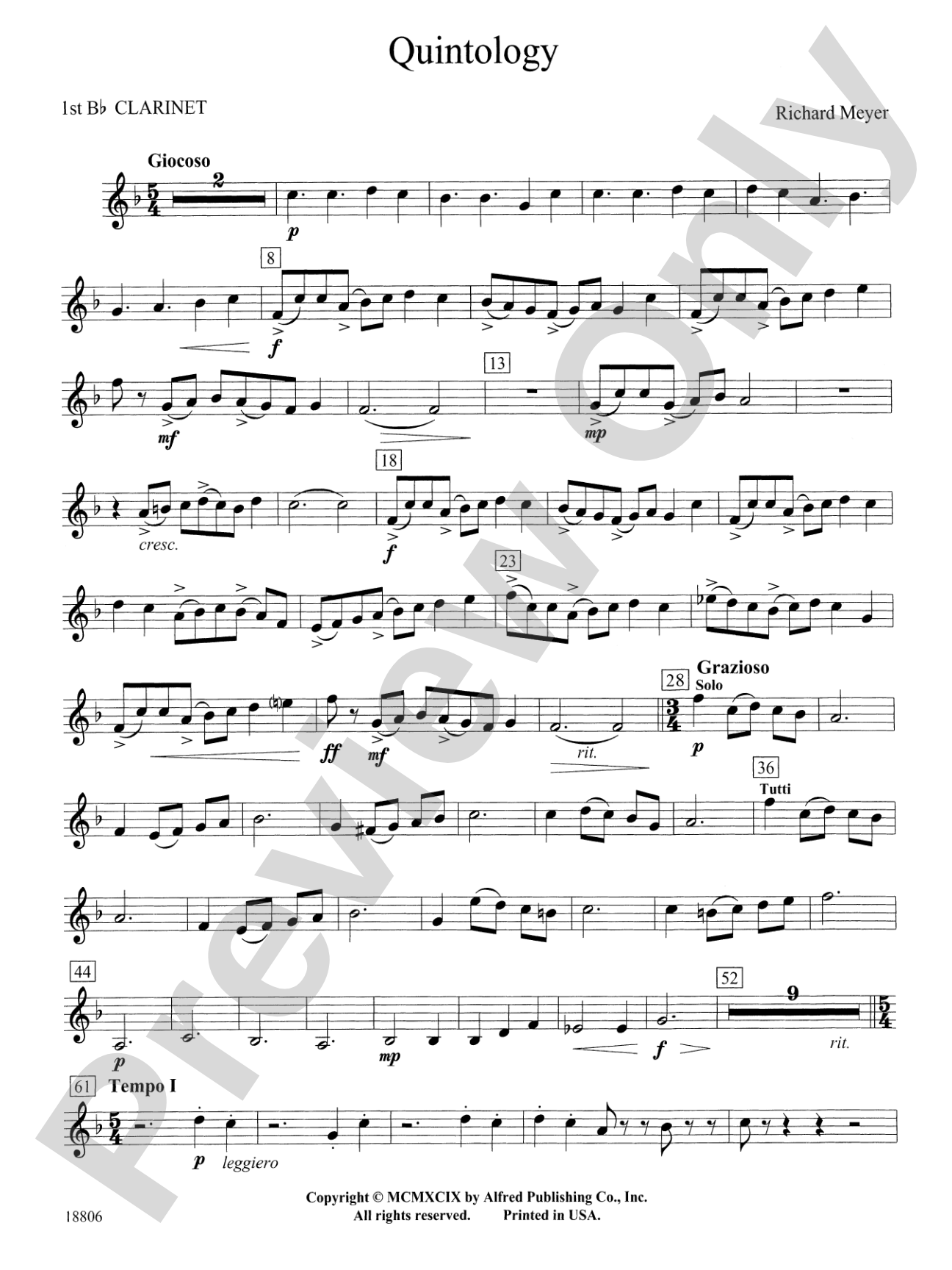 Quintology: 1st B-flat Clarinet
