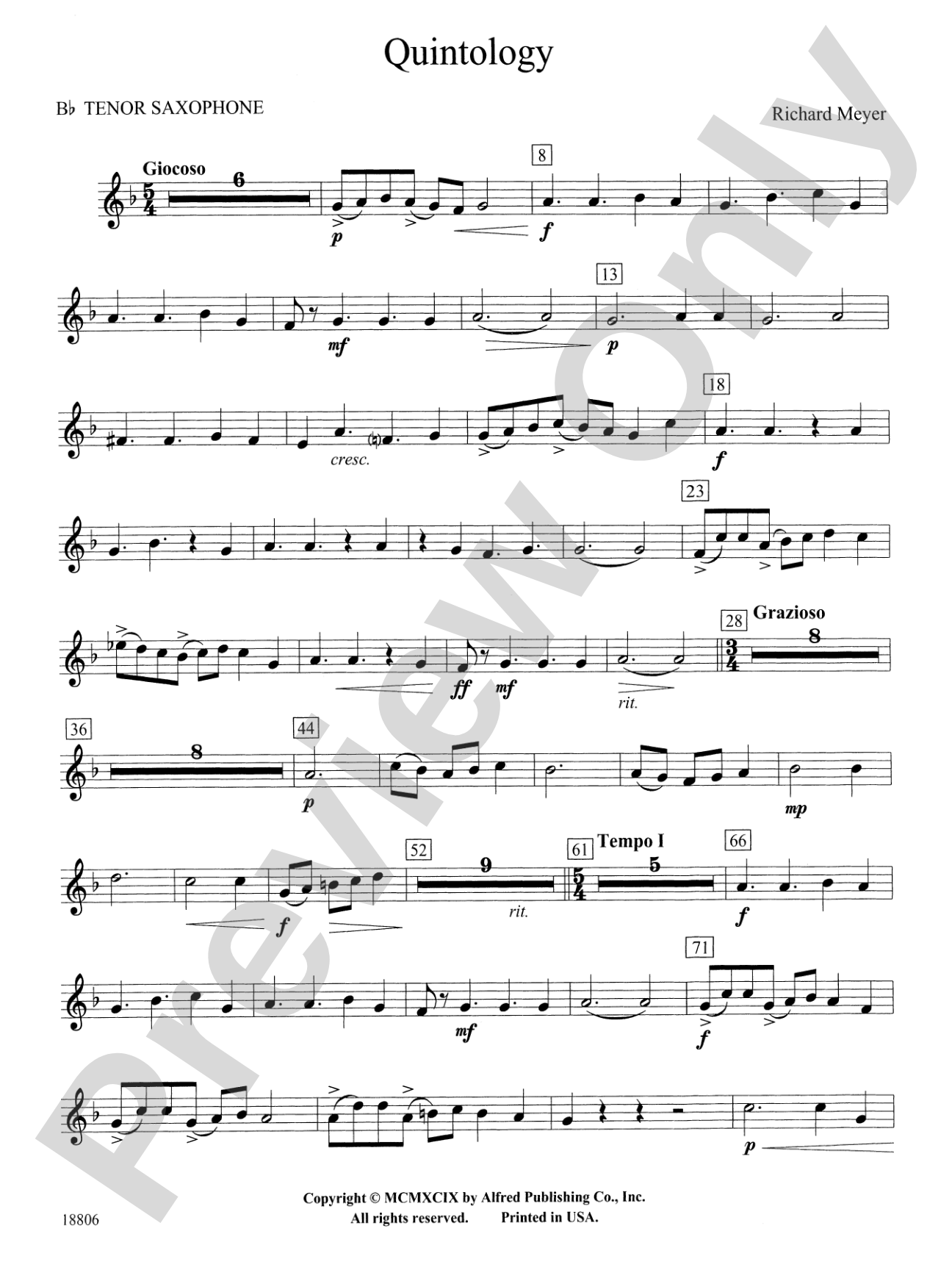 Quintology: B-flat Tenor Saxophone
