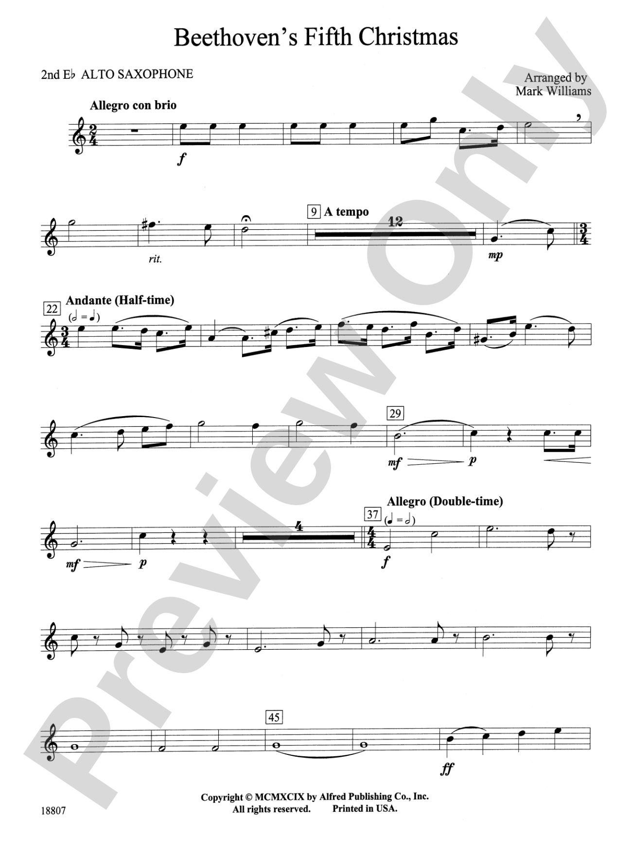 Beethoven's Fifth Christmas: 2nd E-flat Alto Saxophone