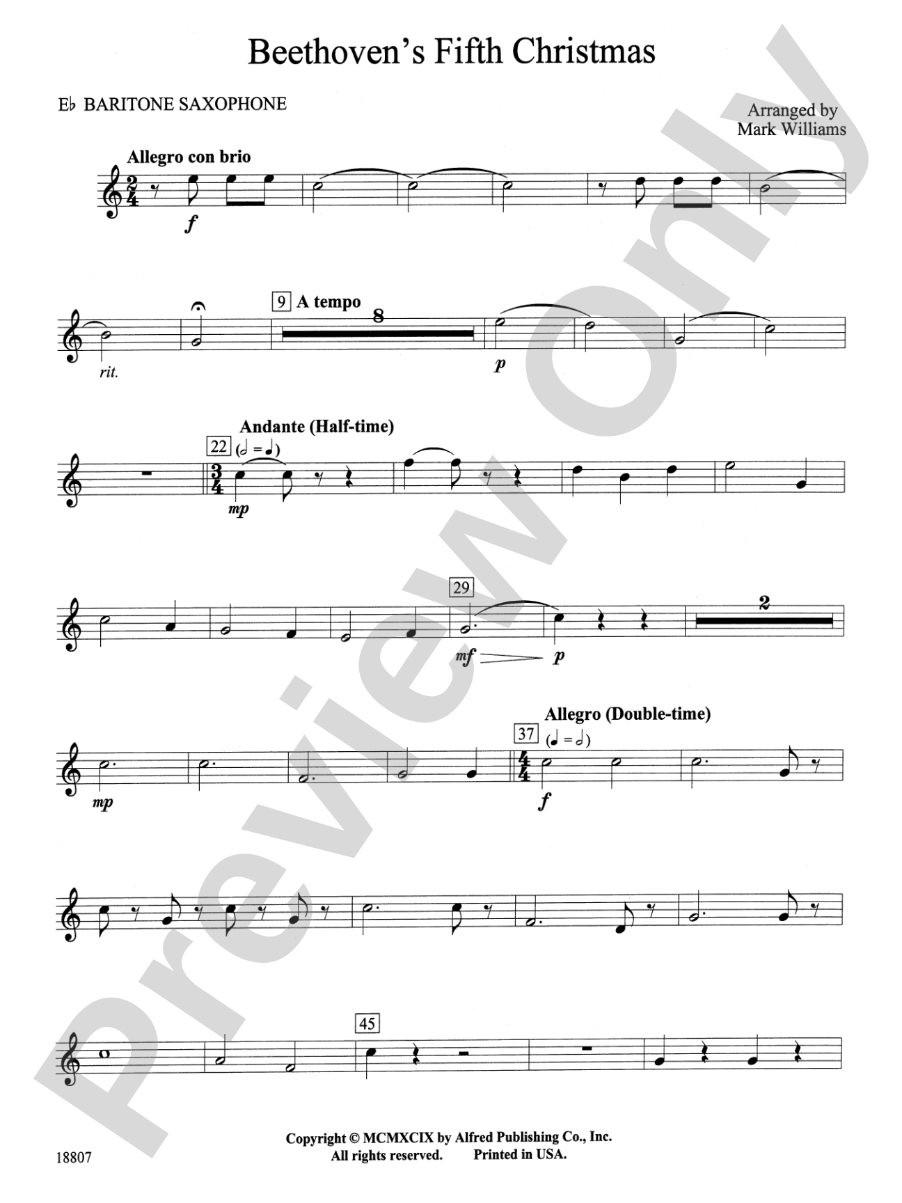 Beethoven's Fifth Christmas: E-flat Baritone Saxophone