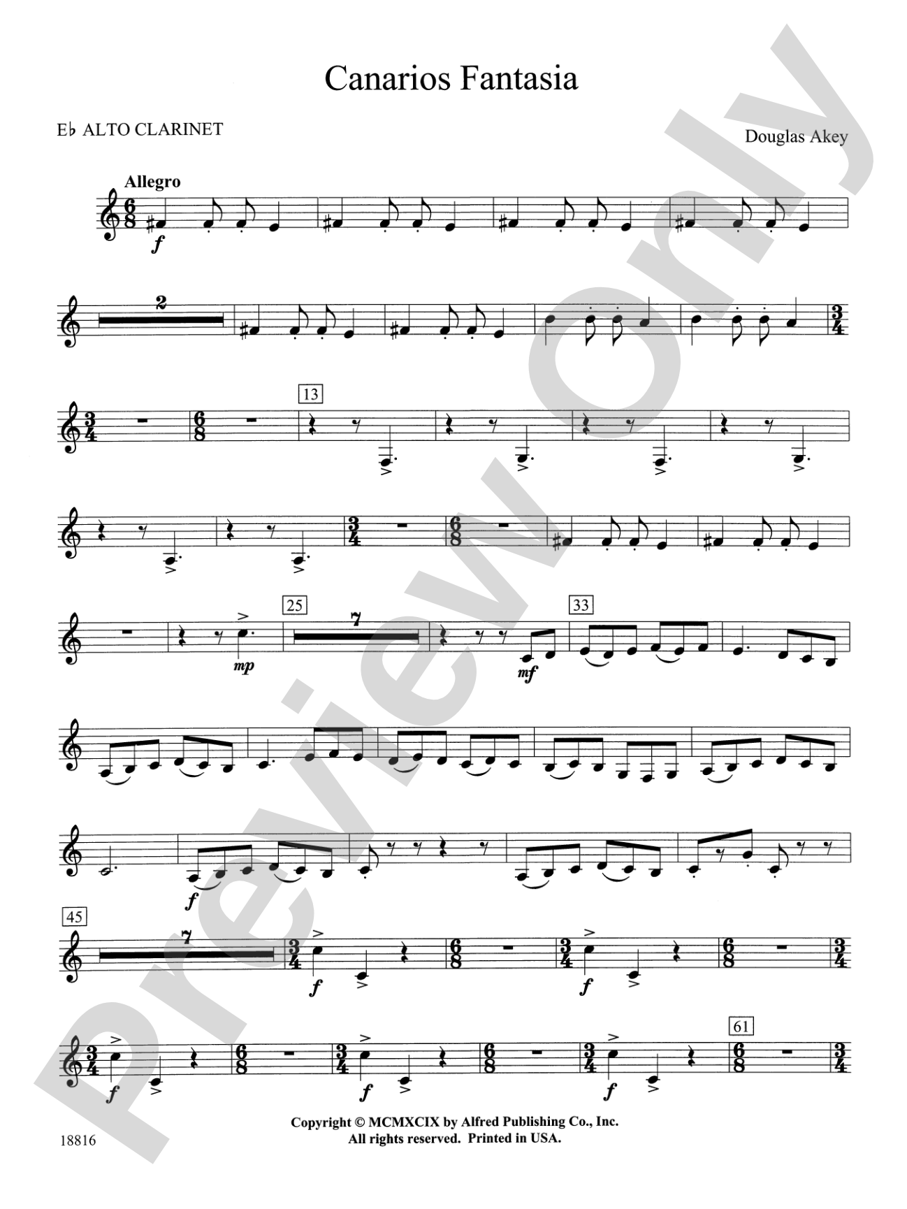 Canarios Fantasia: E-flat Alto Clarinet