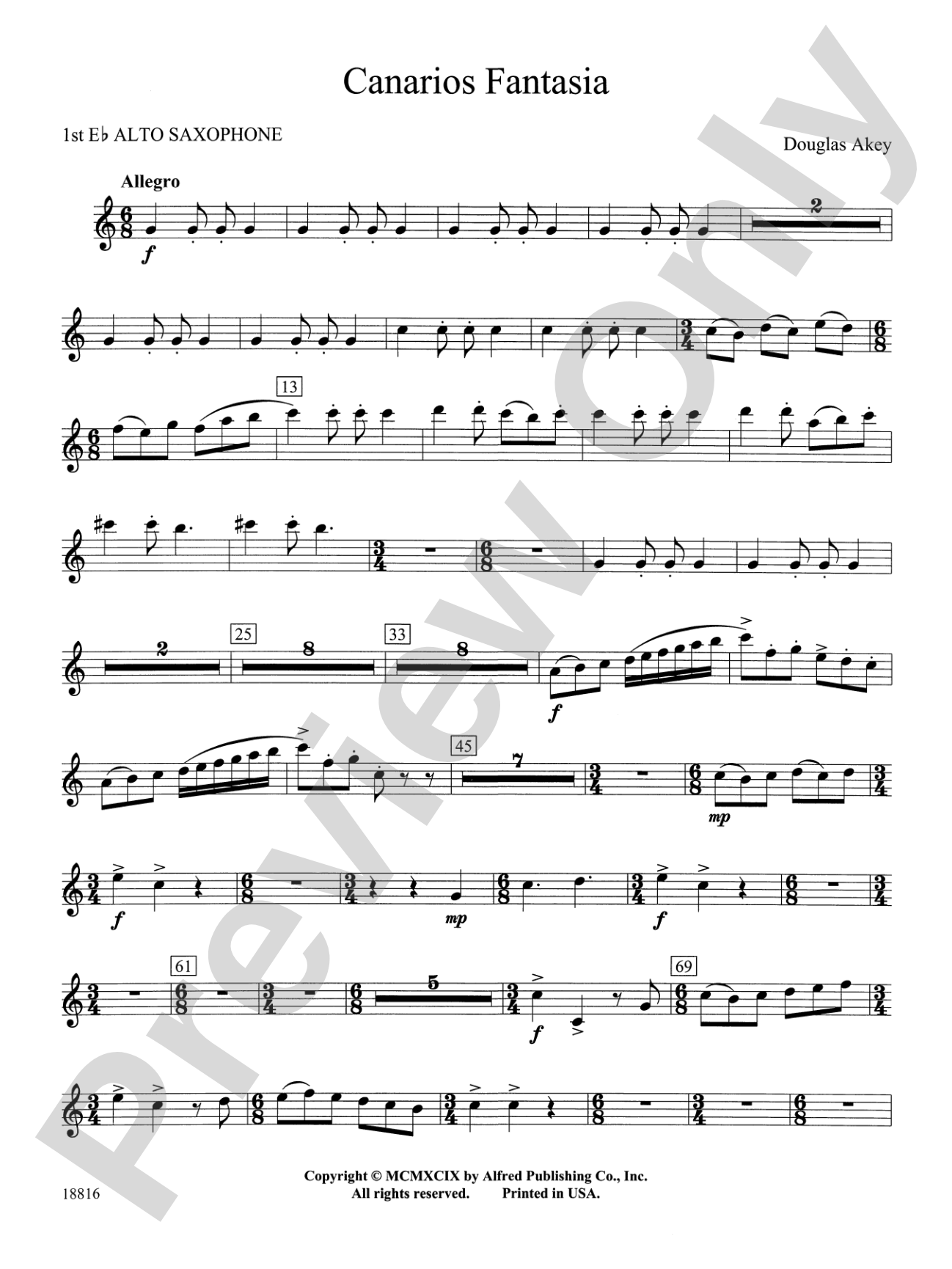 Canarios Fantasia: E-flat Alto Saxophone