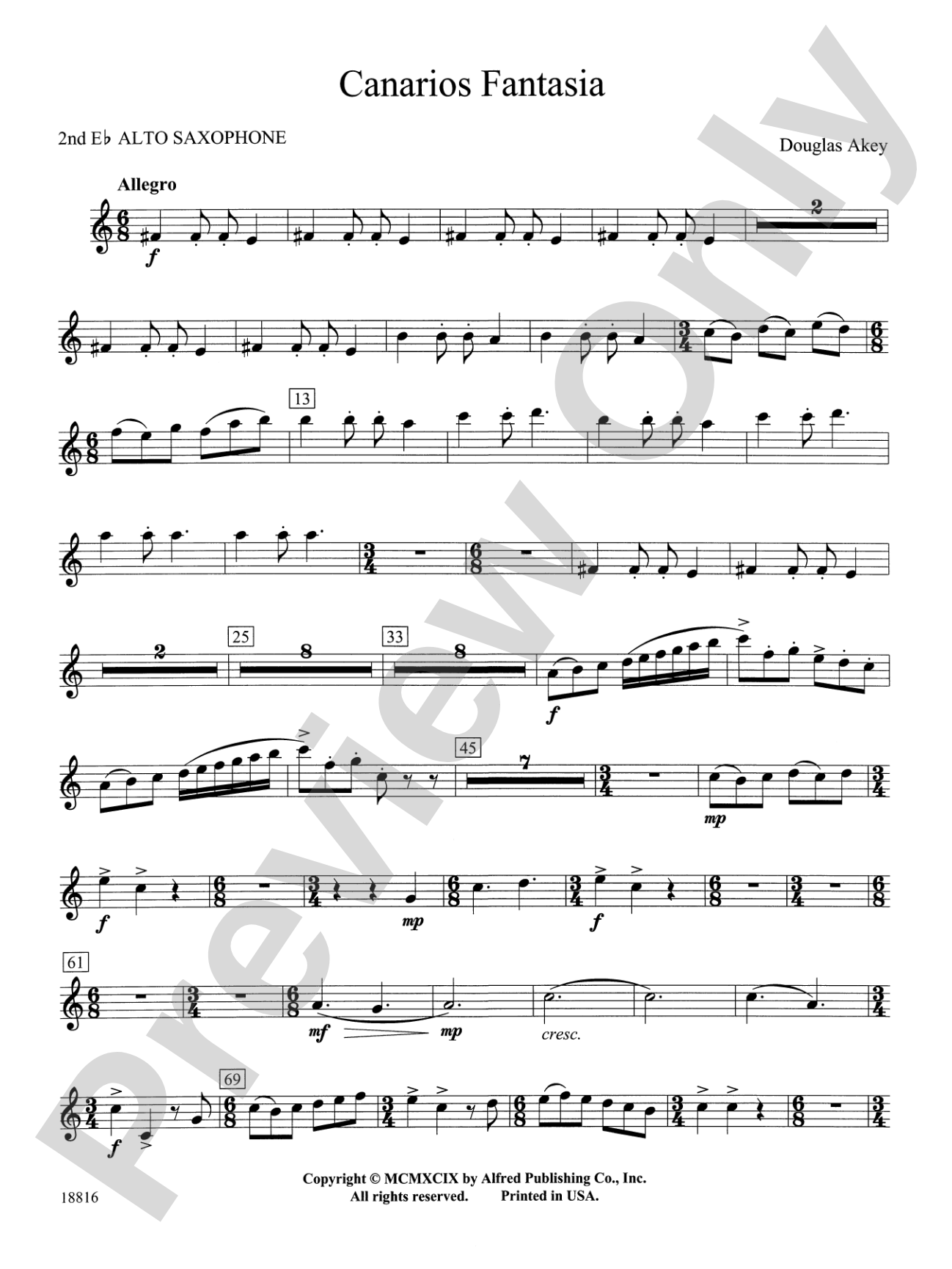Canarios Fantasia: 2nd E-flat Alto Saxophone