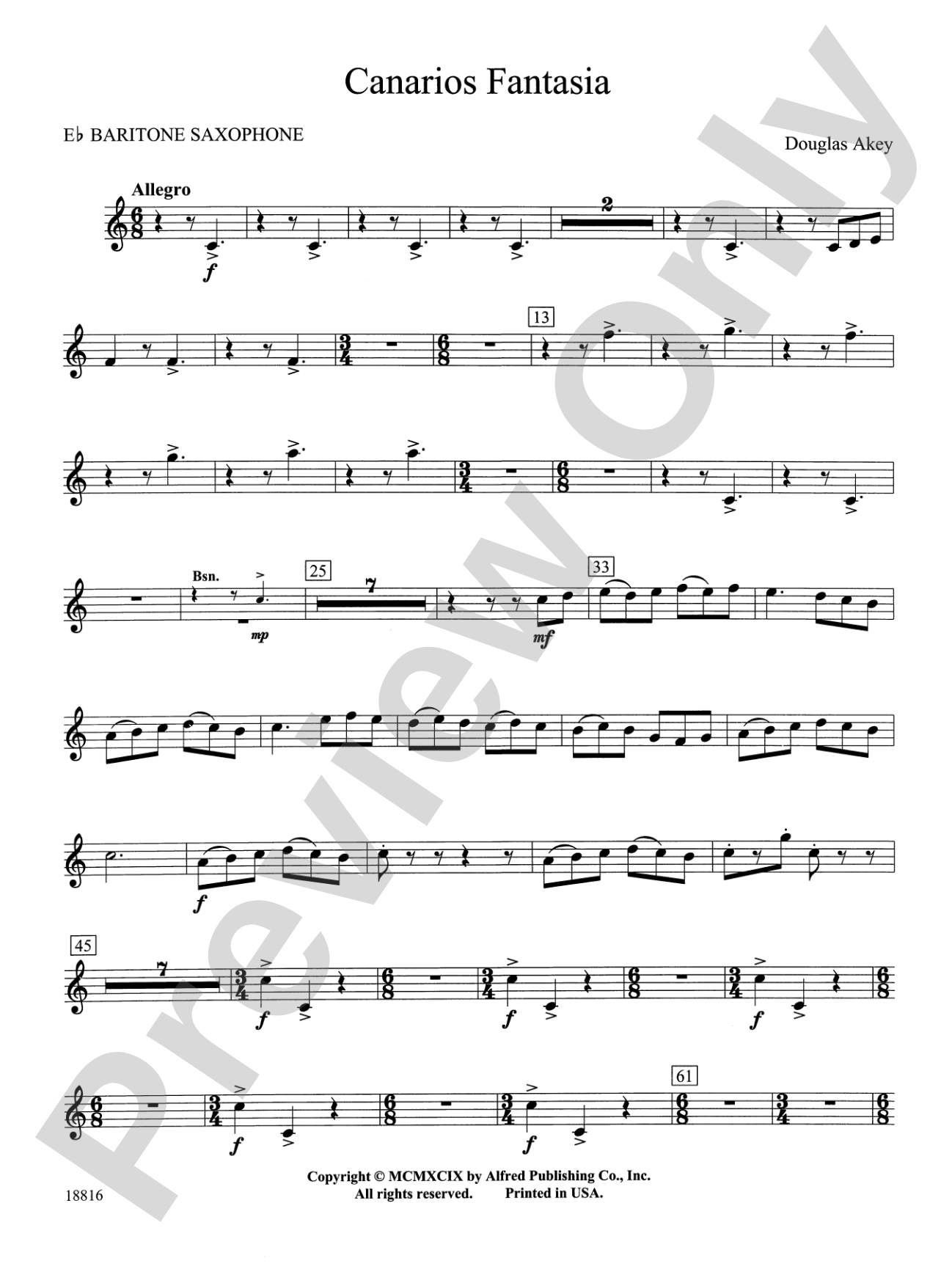 Canarios Fantasia: E-flat Baritone Saxophone