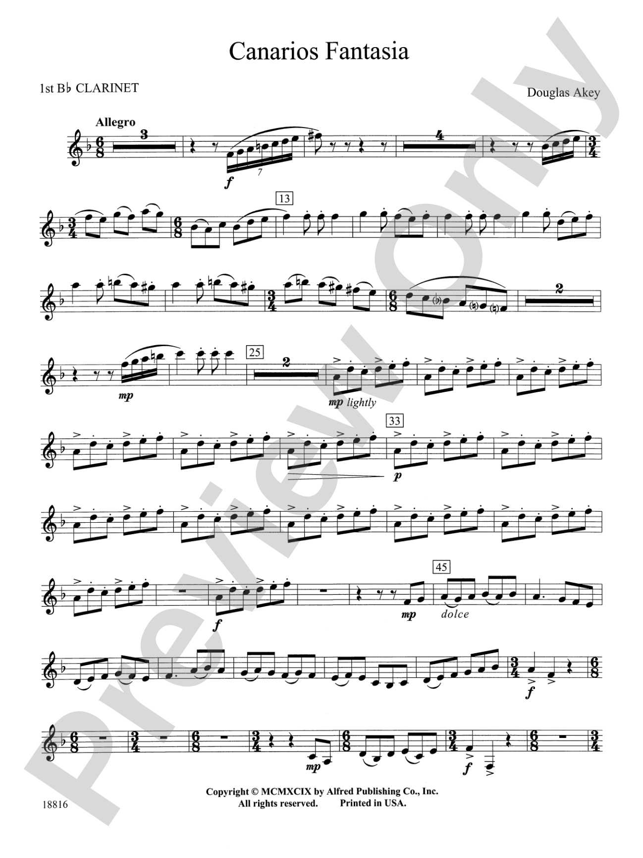 Canarios Fantasia: 1st B-flat Clarinet