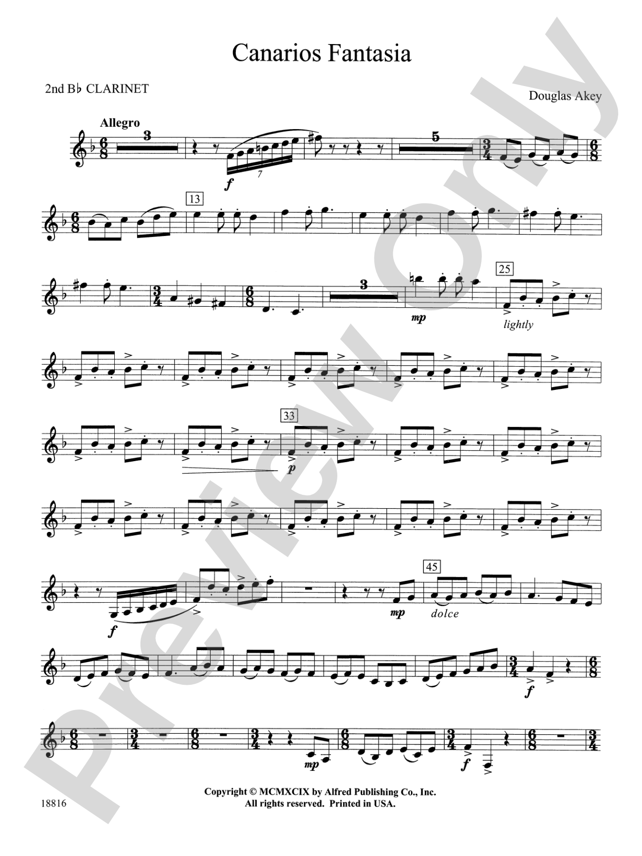 Canarios Fantasia: 2nd B-flat Clarinet