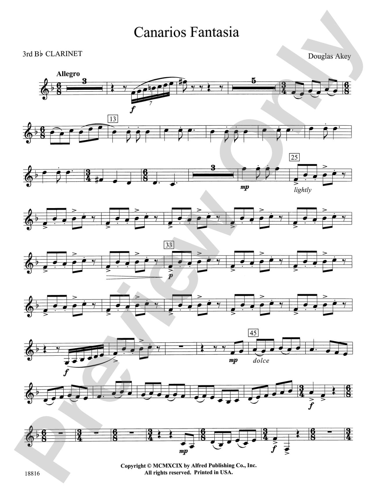 Canarios Fantasia: 3rd B-flat Clarinet