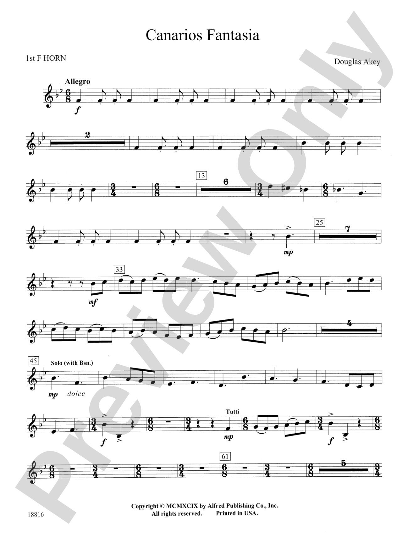 Canarios Fantasia: 1st F Horn