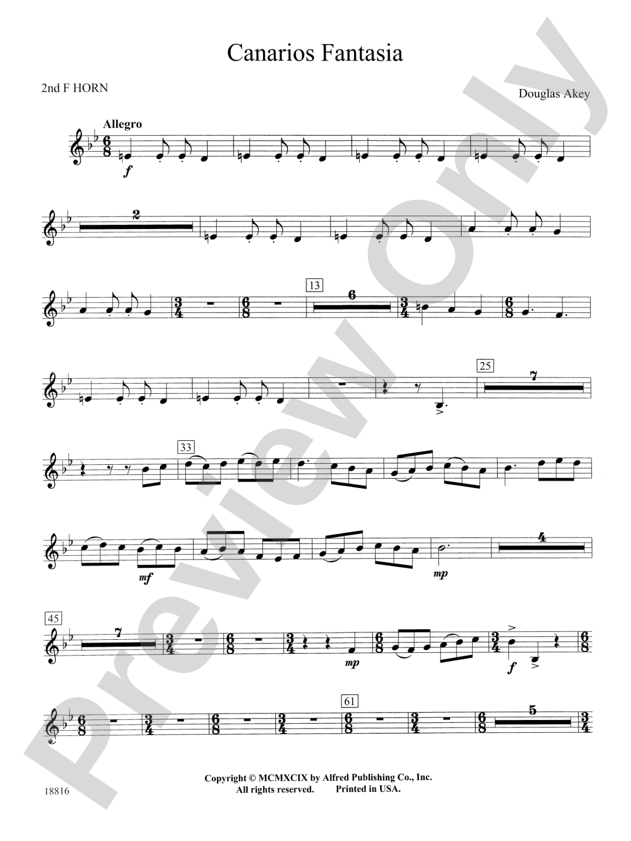 Canarios Fantasia: 2nd F Horn
