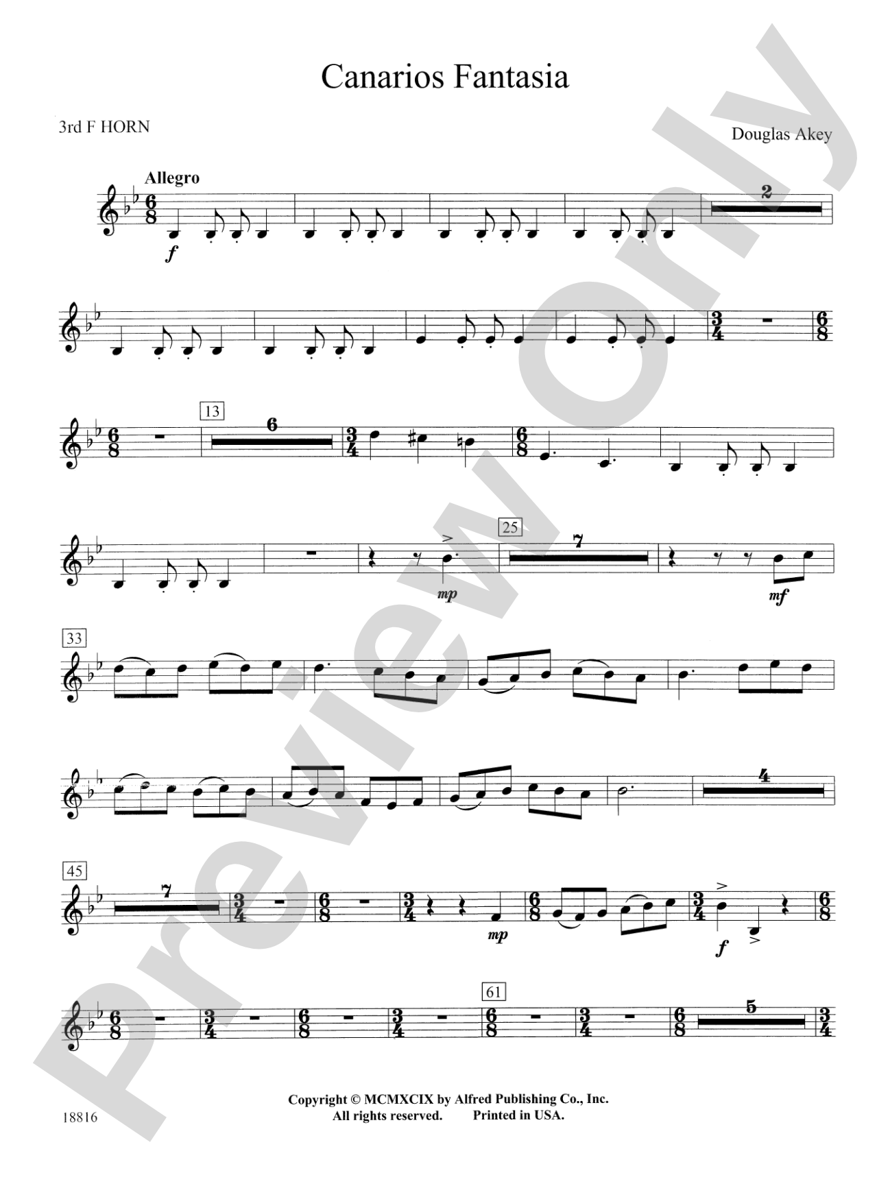 Canarios Fantasia: 3rd F Horn