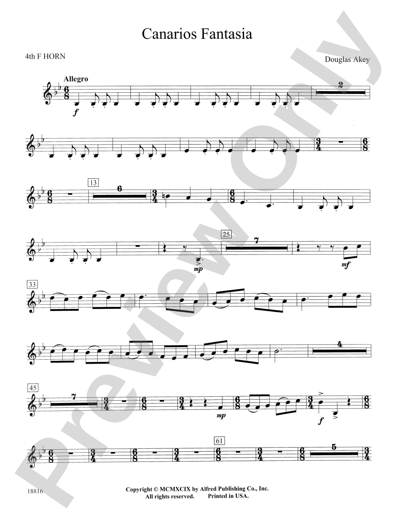 Canarios Fantasia: 4th F Horn