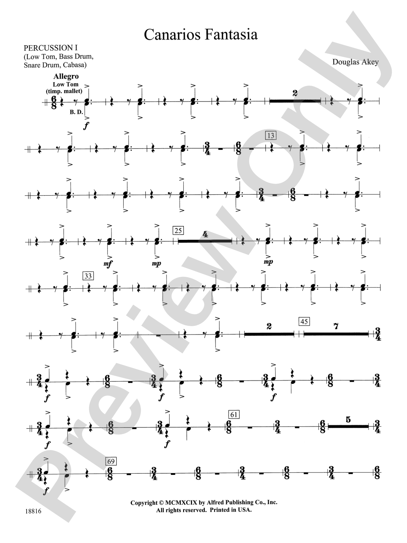 Canarios Fantasia: 1st Percussion