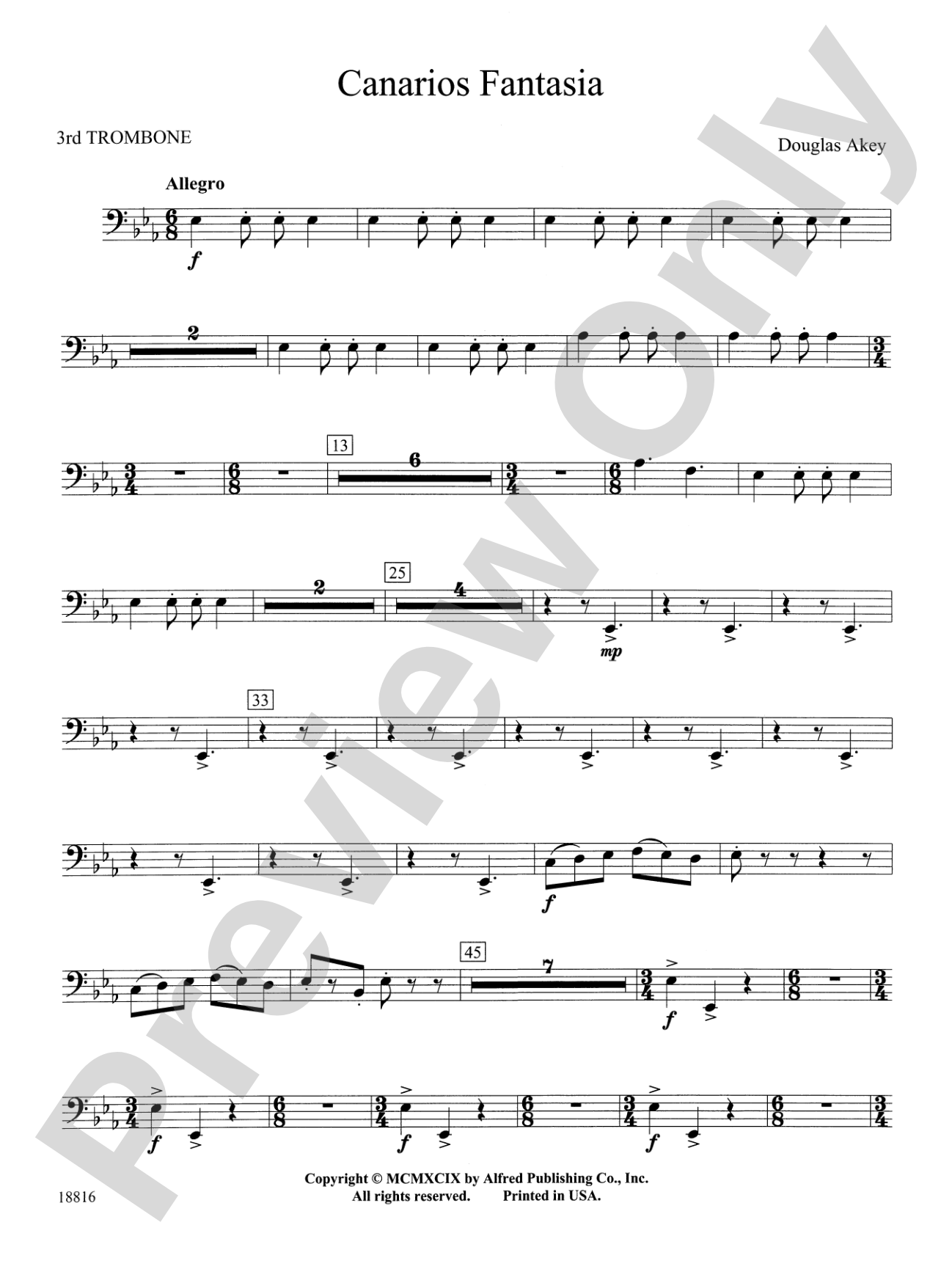 Canarios Fantasia: 3rd Trombone