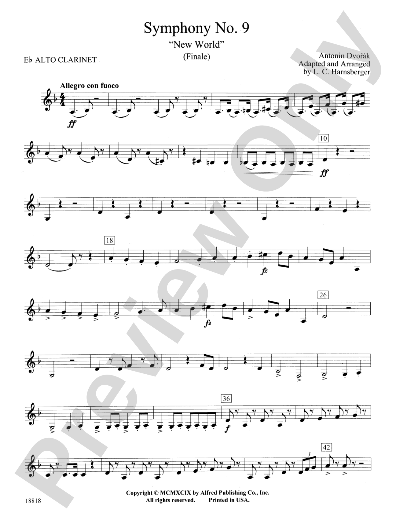 Symphony No. 9 "New World", Finale: E-flat Alto Clarinet