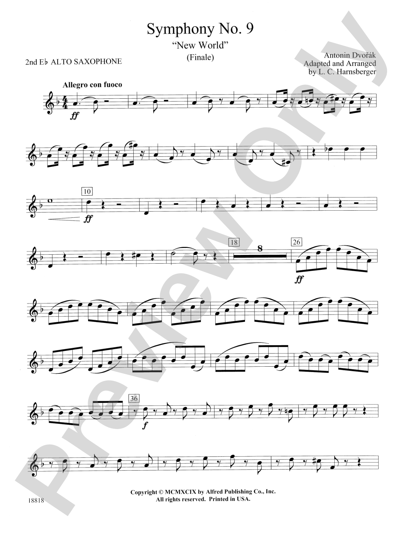 Symphony No. 9 "New World", Finale: 2nd E-flat Alto Saxophone