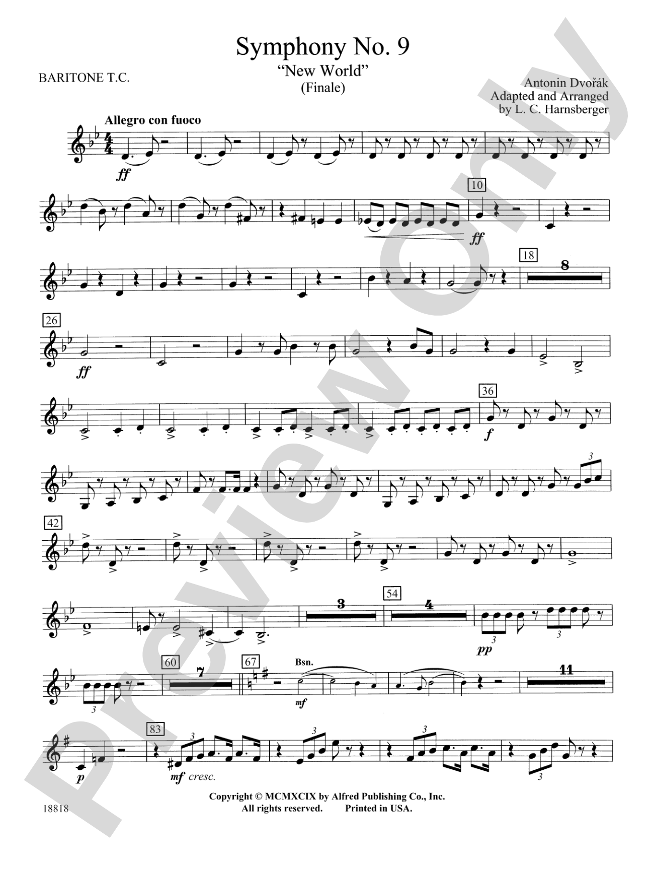 Symphony No. 9 "New World", Finale: Baritone T.C.