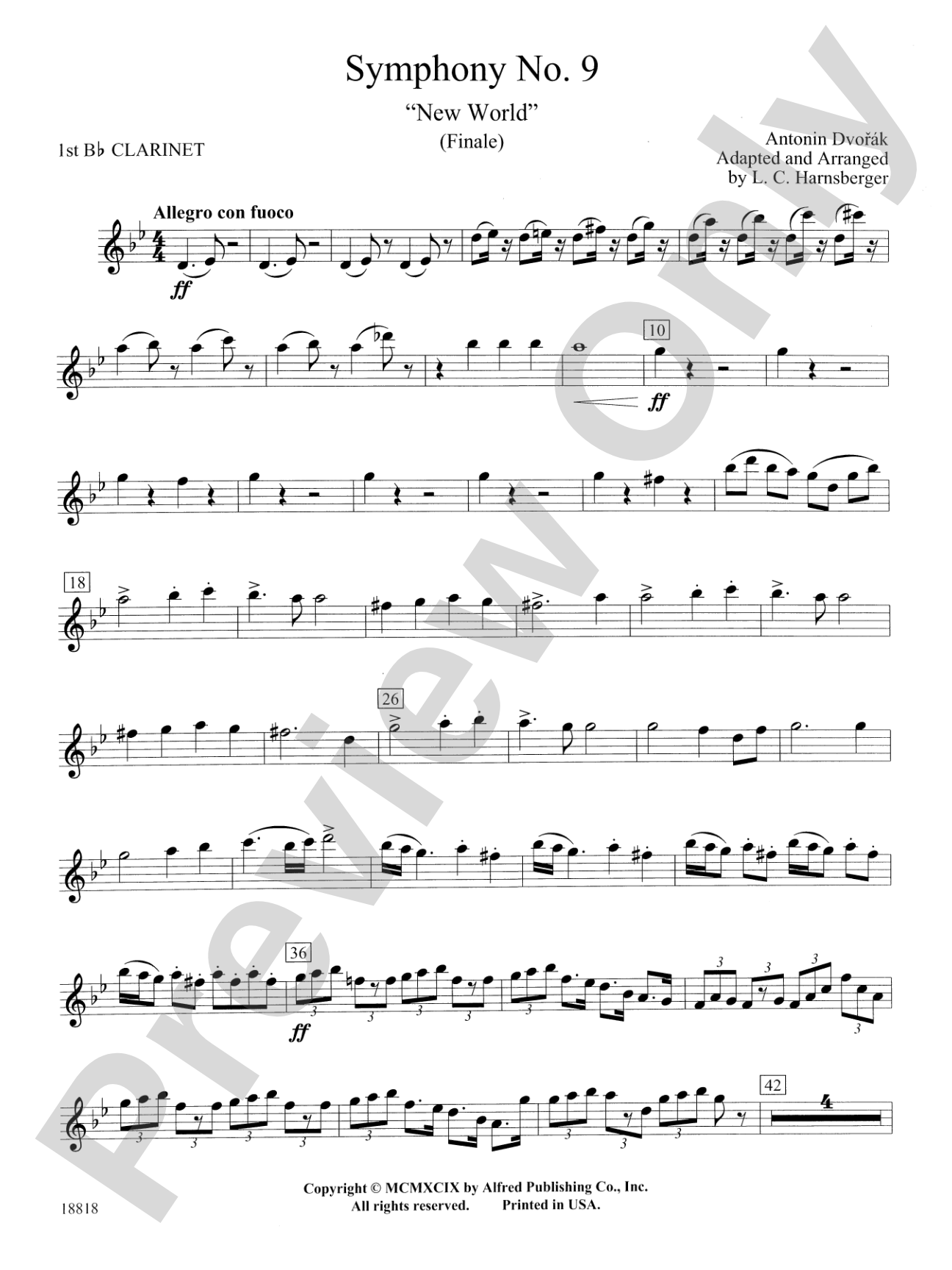 Symphony No. 9 "New World", Finale: 1st B-flat Clarinet