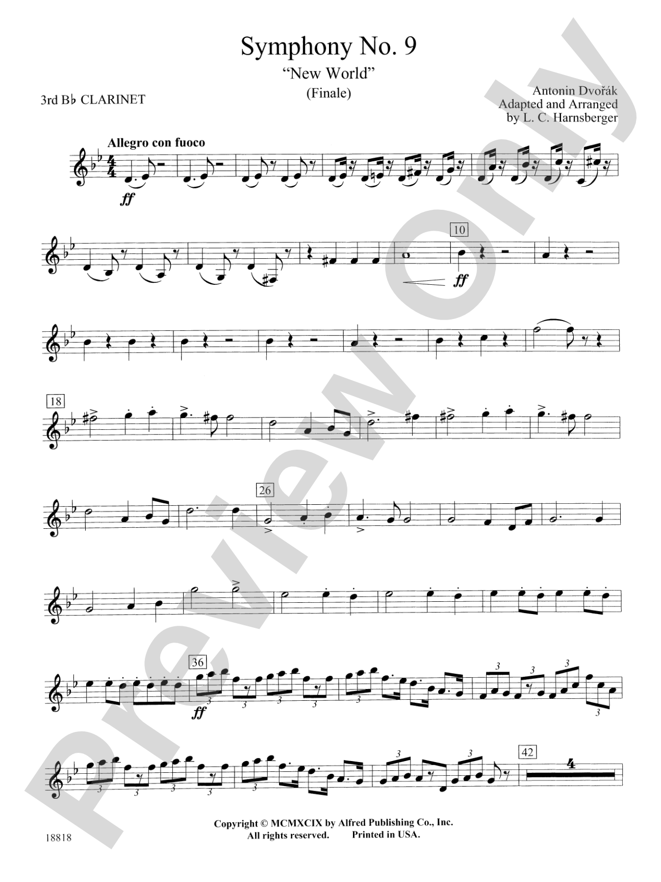Symphony No. 9 "New World", Finale: 3rd B-flat Clarinet