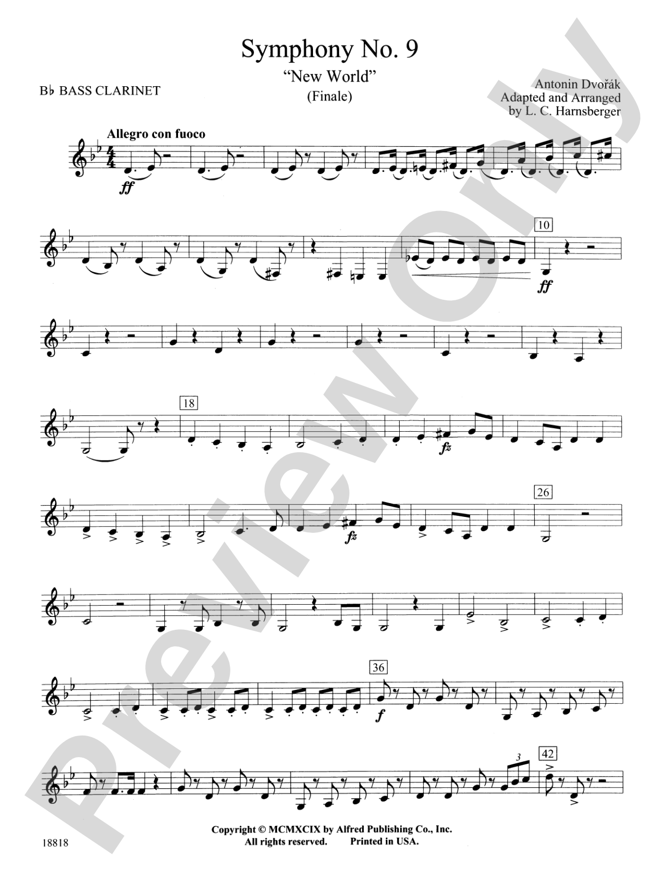 Symphony No. 9 "New World", Finale: B-flat Bass Clarinet