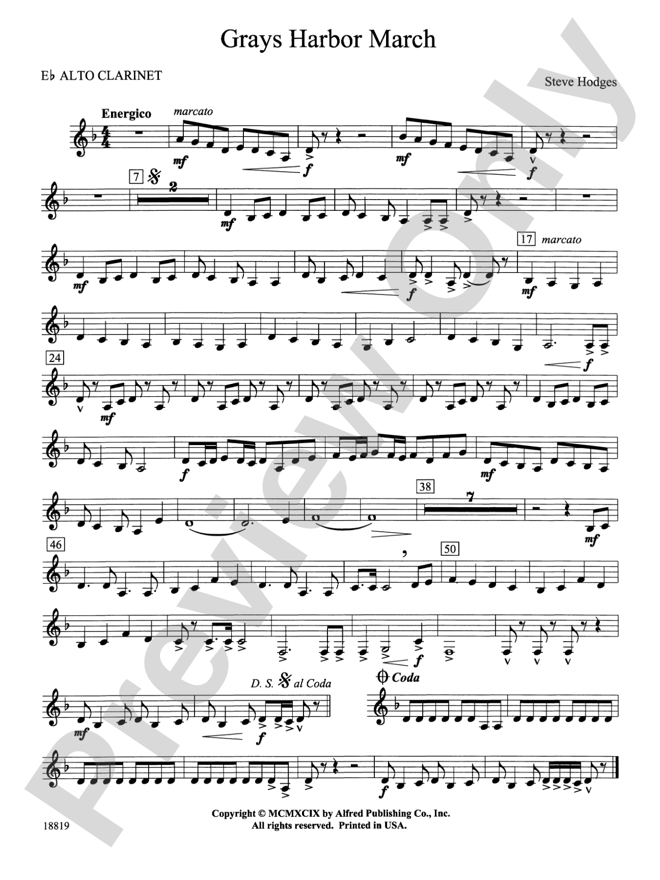 Grays Harbor March: E-flat Alto Clarinet