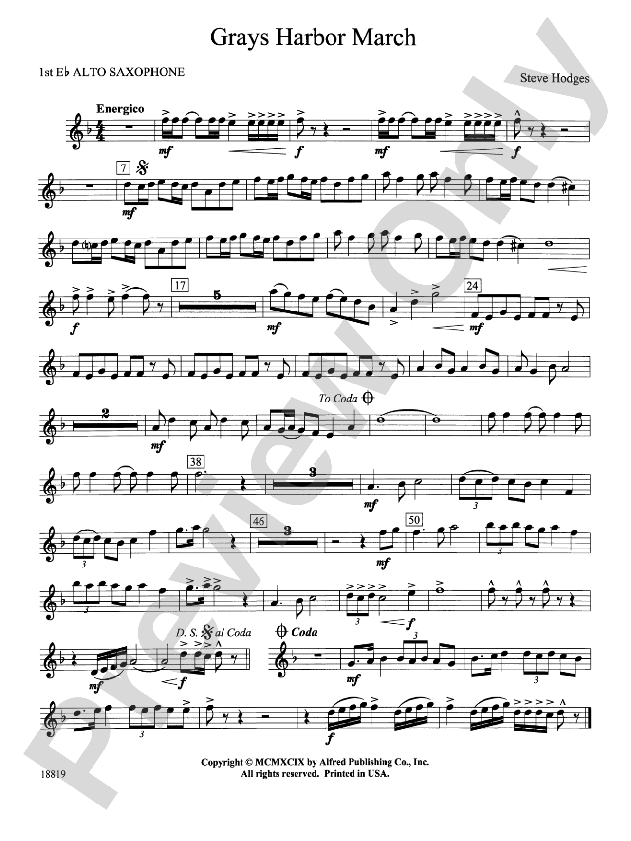 Grays Harbor March: E-flat Alto Saxophone