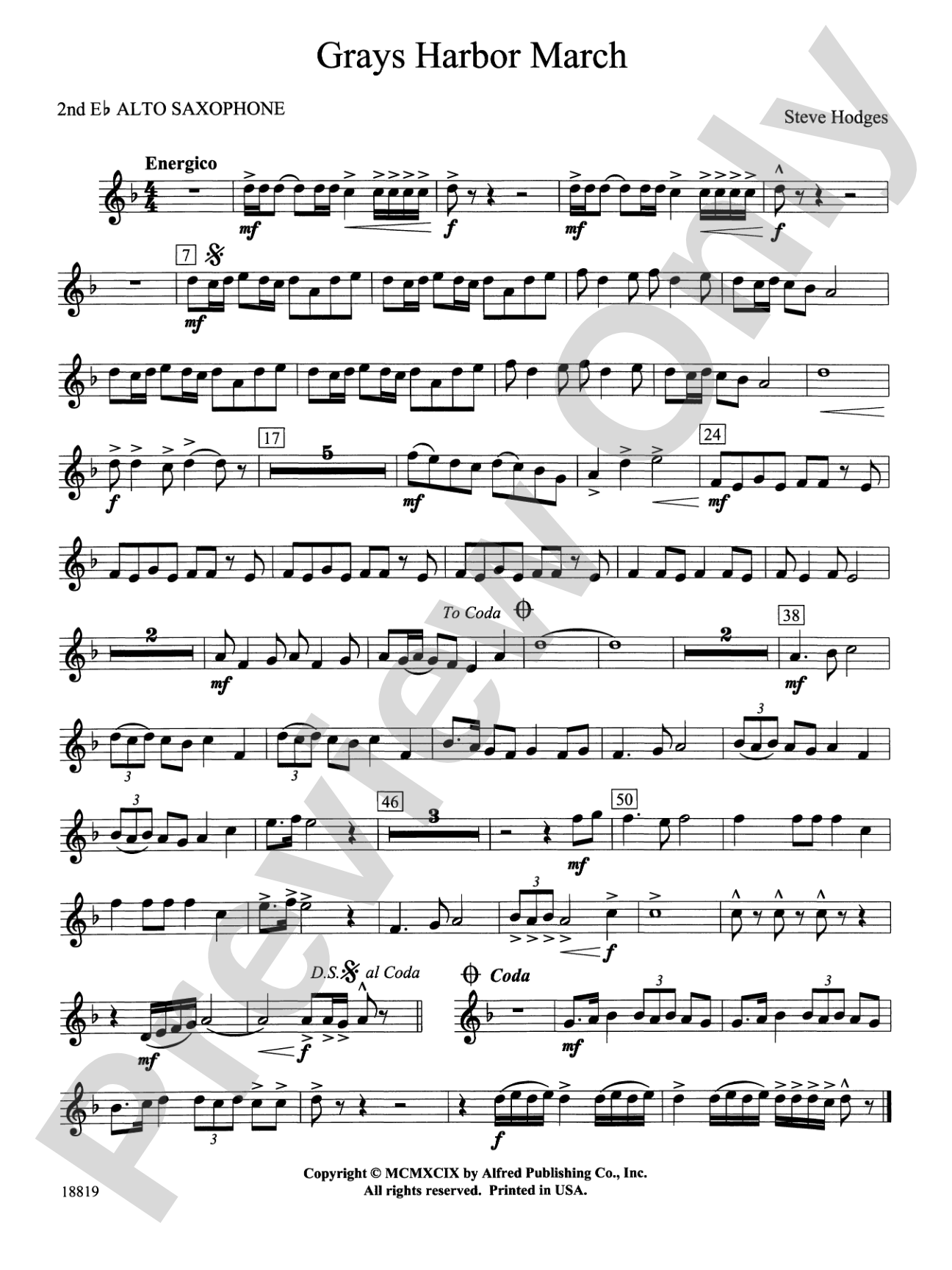 Grays Harbor March: 2nd E-flat Alto Saxophone