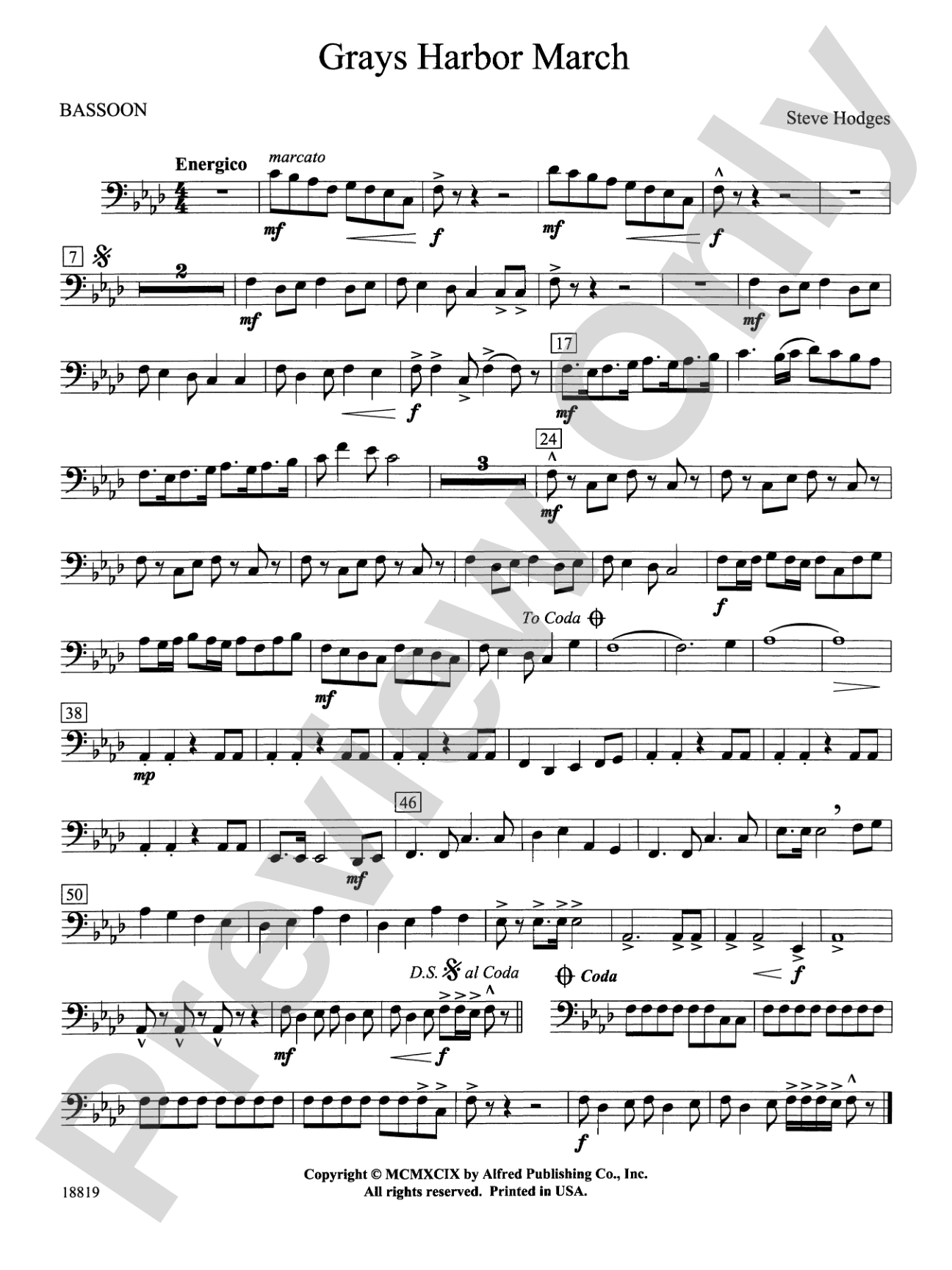 Grays Harbor March: Bassoon
