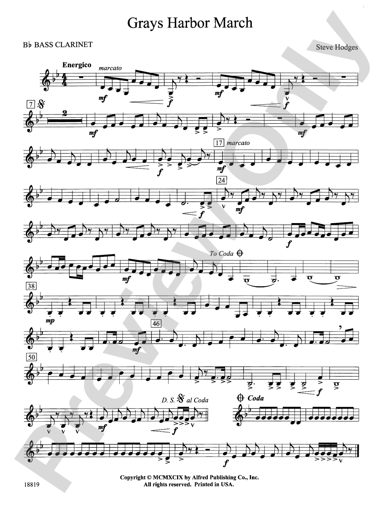 Grays Harbor March: B-flat Bass Clarinet