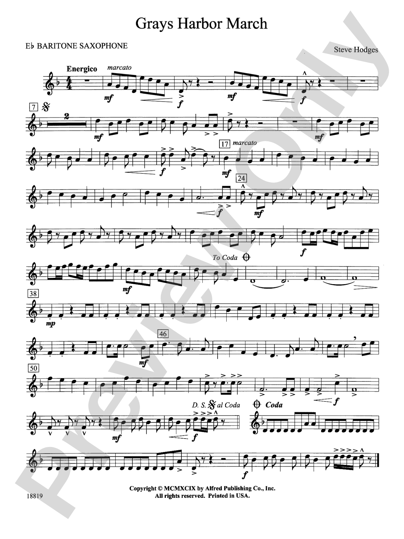 Grays Harbor March: E-flat Baritone Saxophone