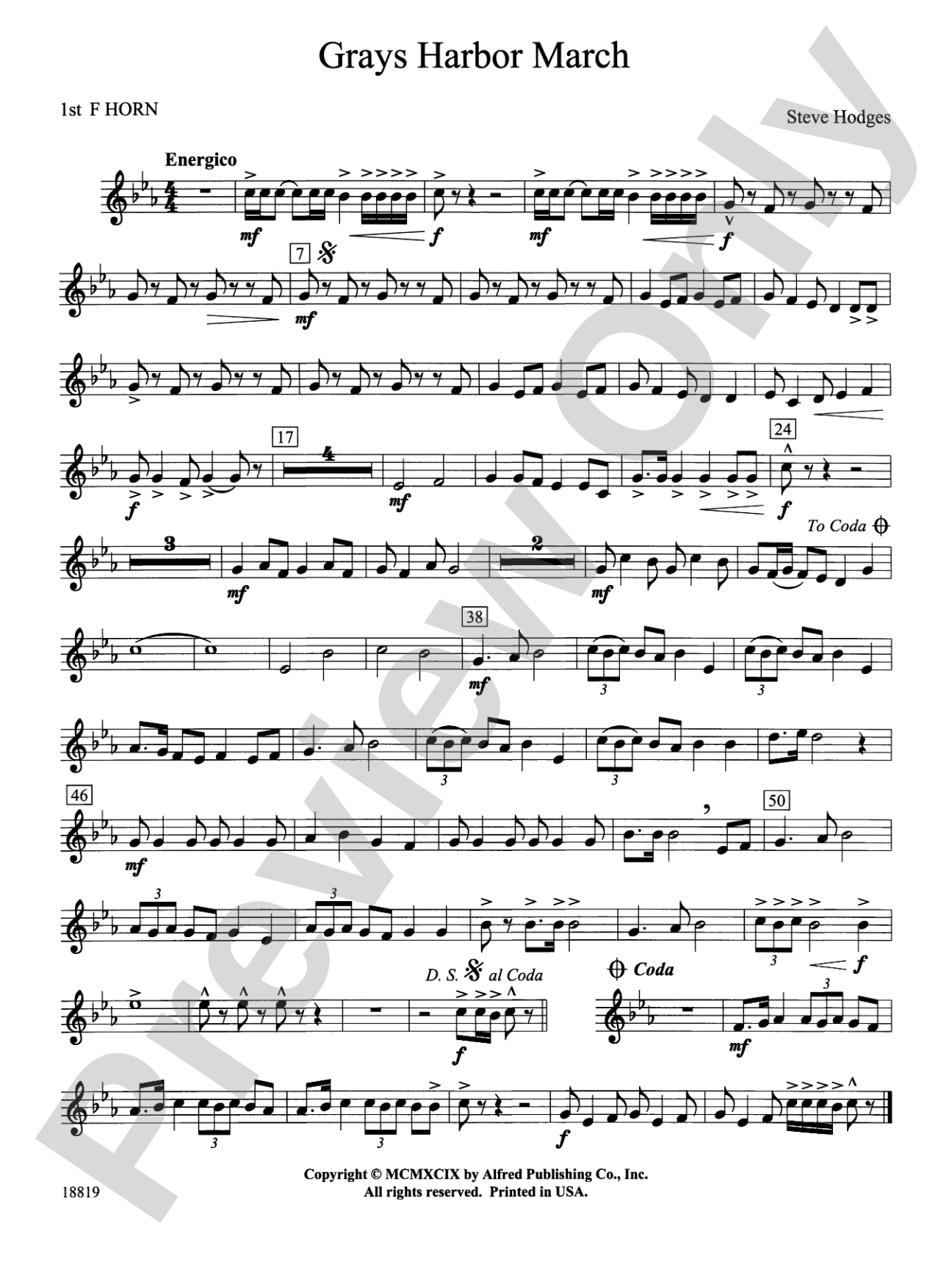 Grays Harbor March: 1st F Horn