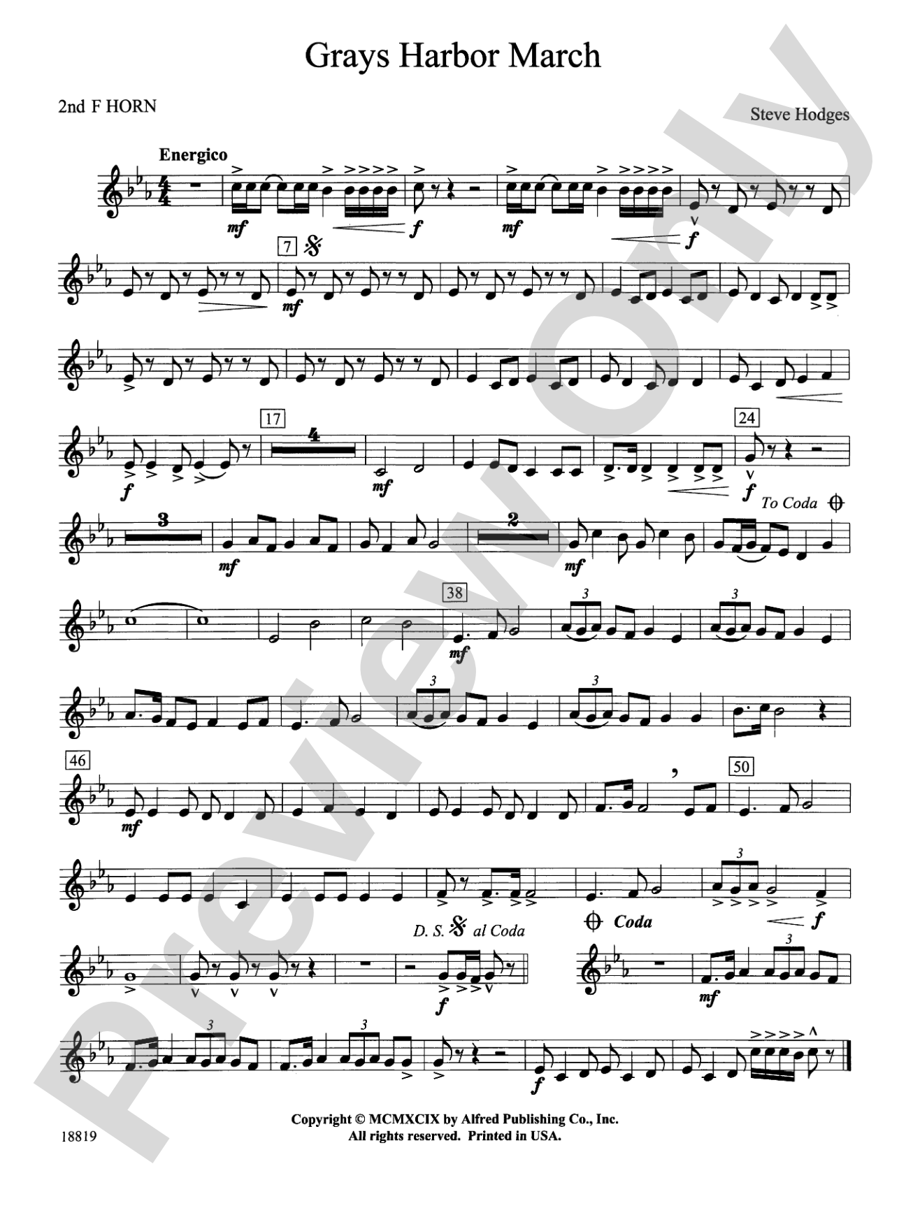 Grays Harbor March: 2nd F Horn
