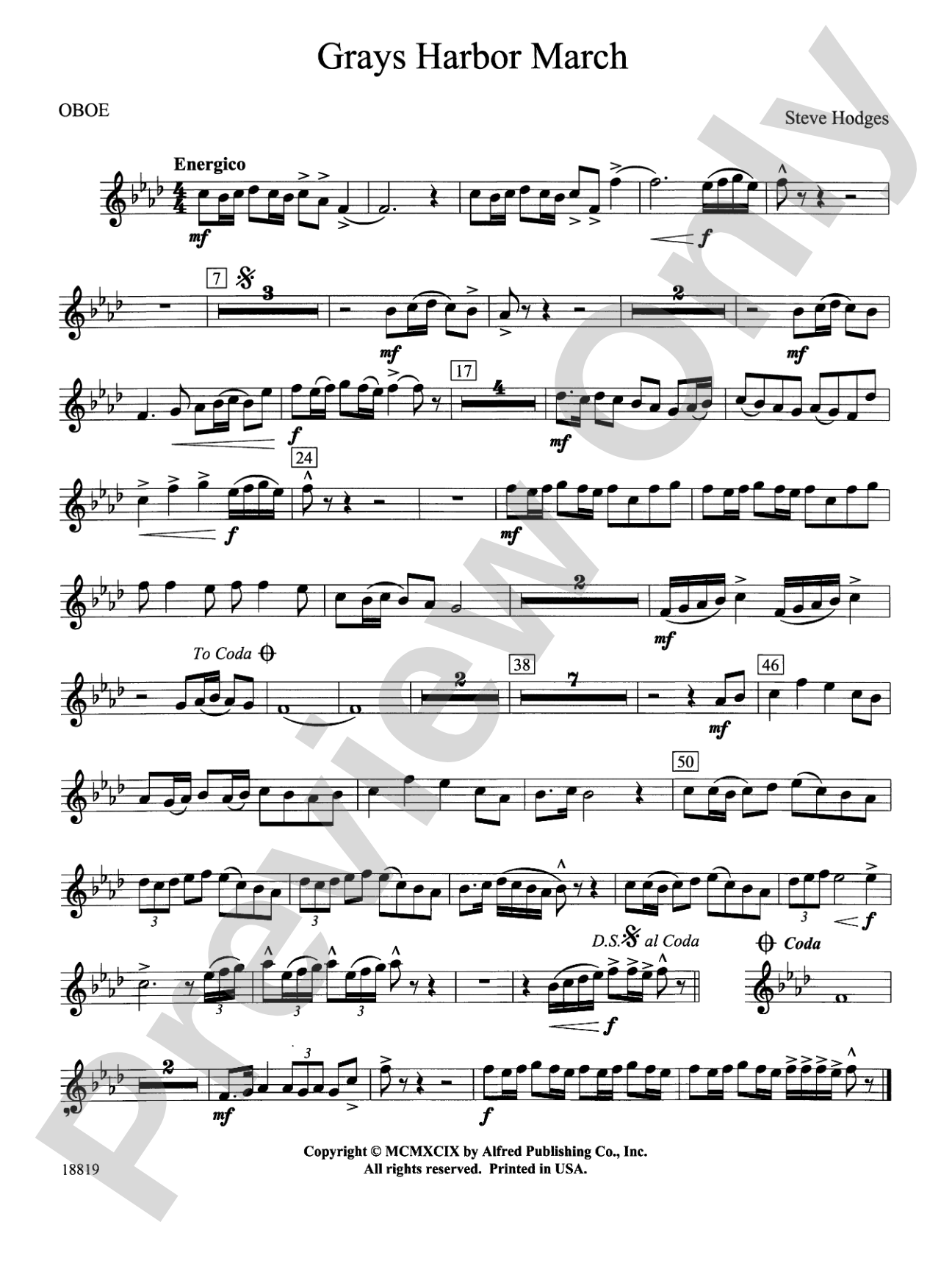 Grays Harbor March: Oboe
