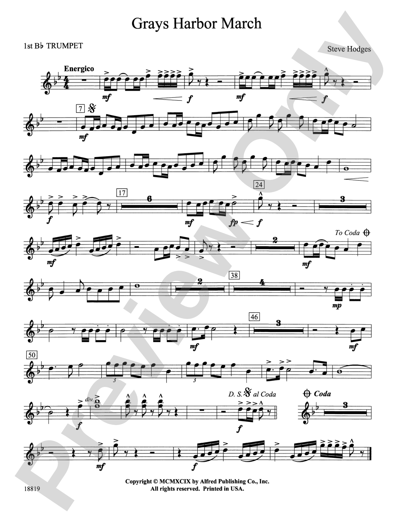 Grays Harbor March: 1st B-flat Trumpet