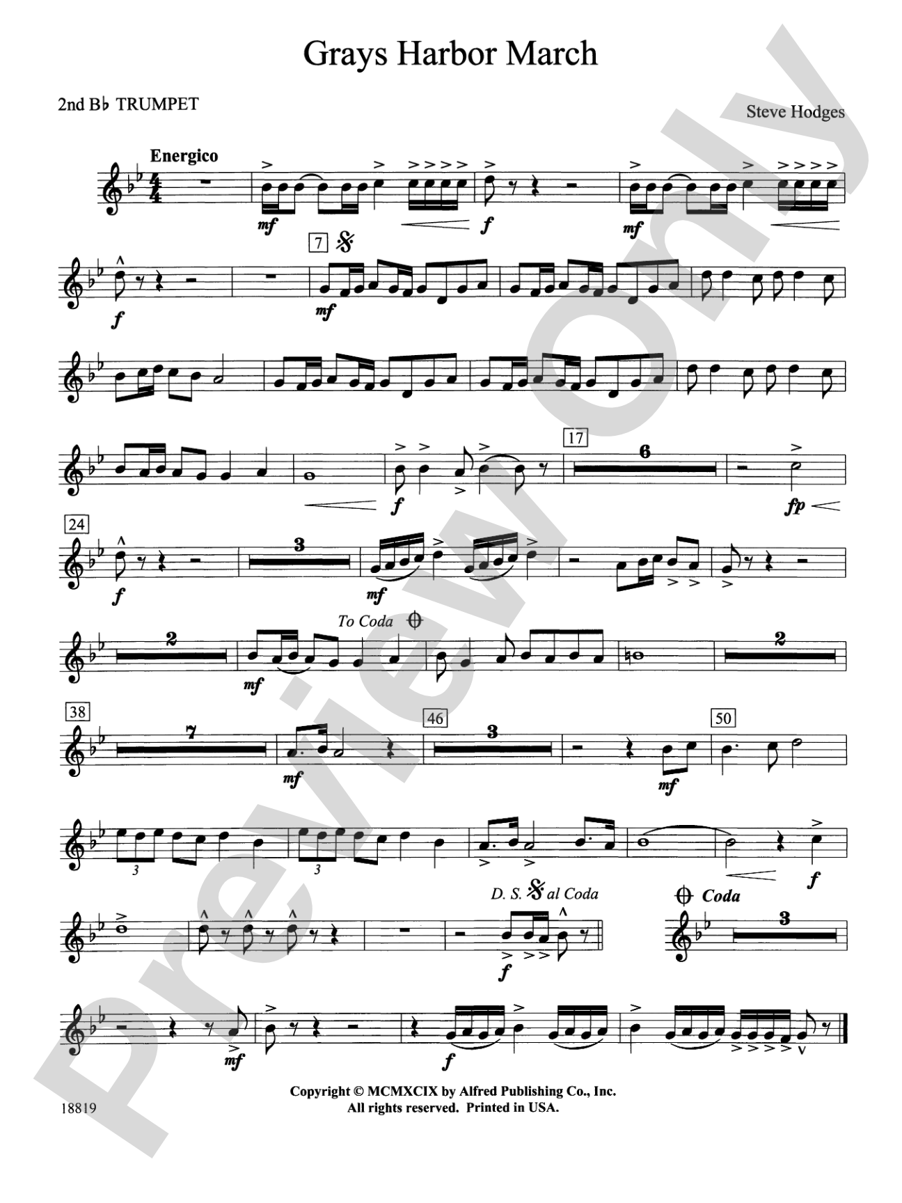 Grays Harbor March: 2nd B-flat Trumpet
