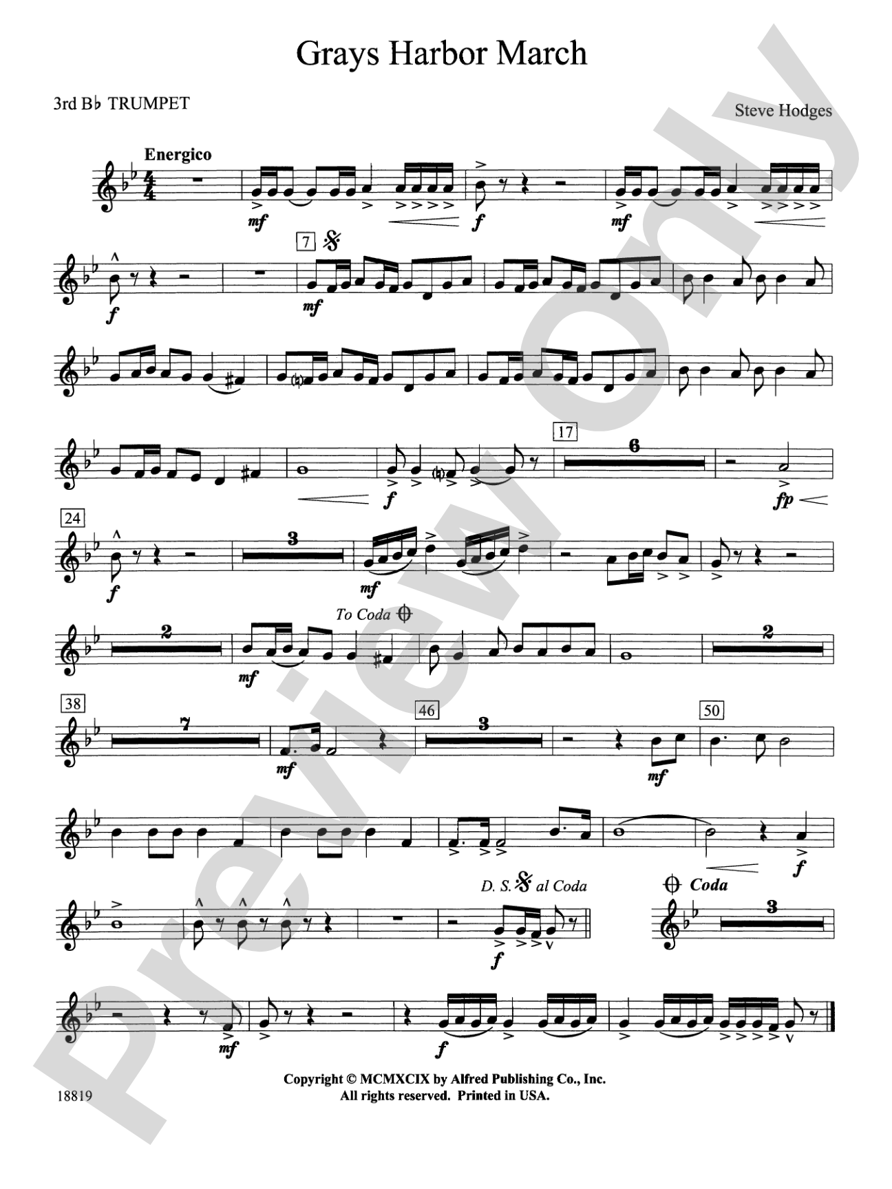Grays Harbor March: 3rd B-flat Trumpet