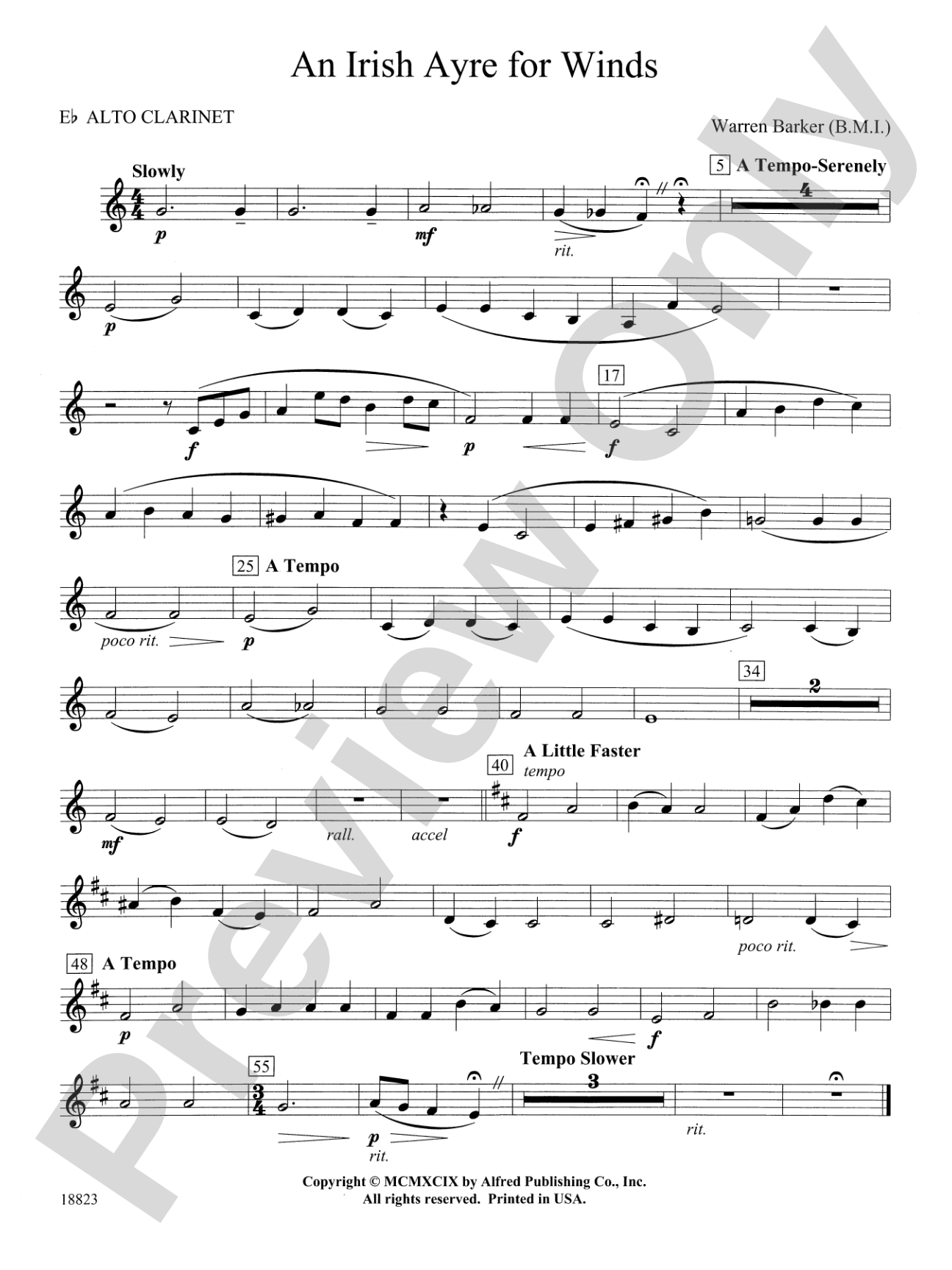 Irish Ayre for Winds: E-flat Alto Clarinet