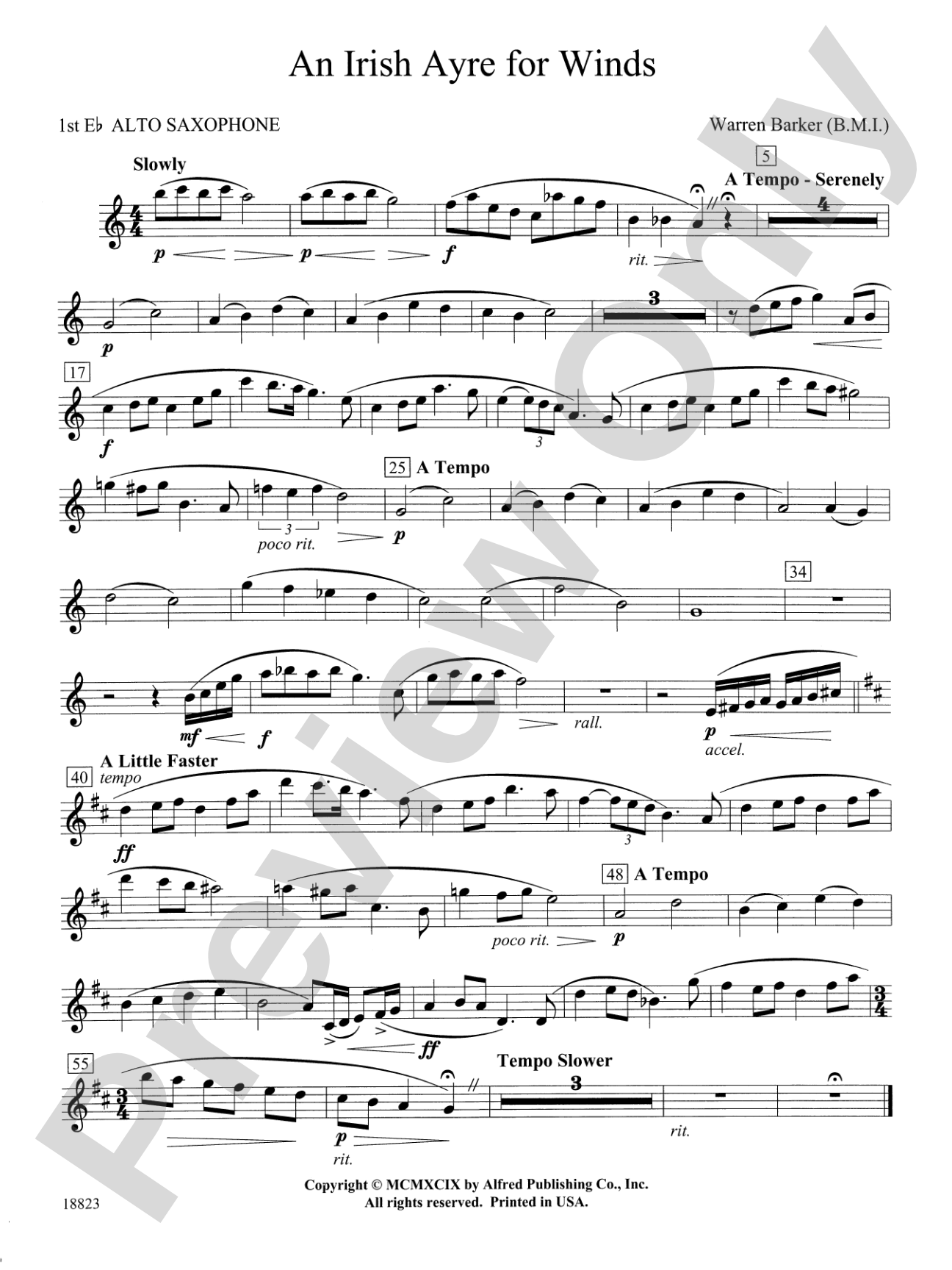 Irish Ayre for Winds: E-flat Alto Saxophone