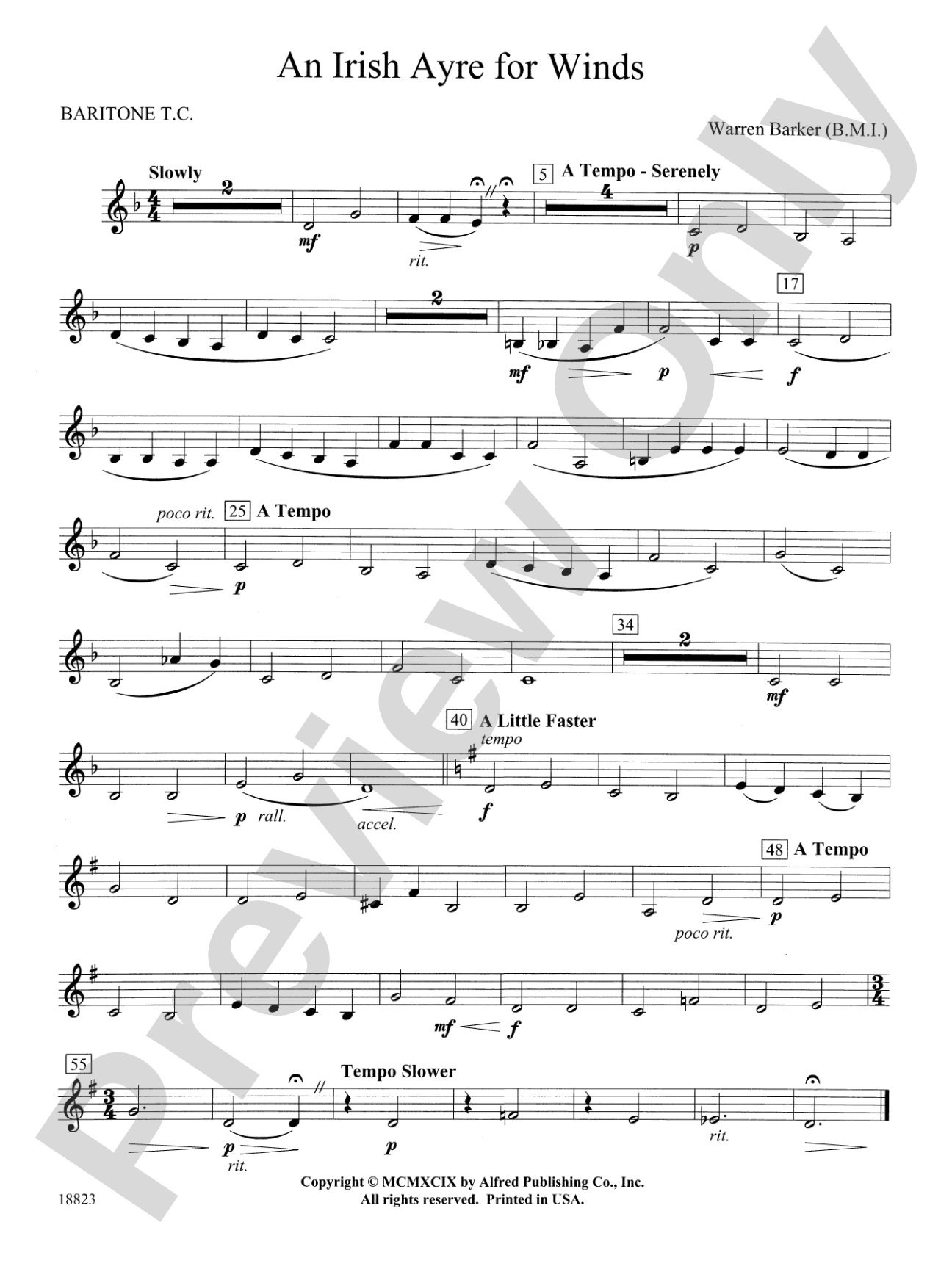 Irish Ayre for Winds: Baritone T.C.