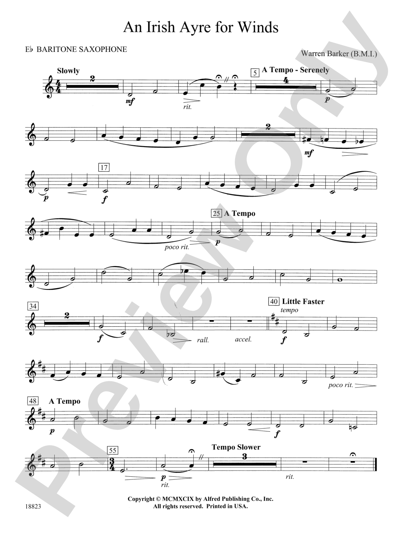 Irish Ayre for Winds: E-flat Baritone Saxophone
